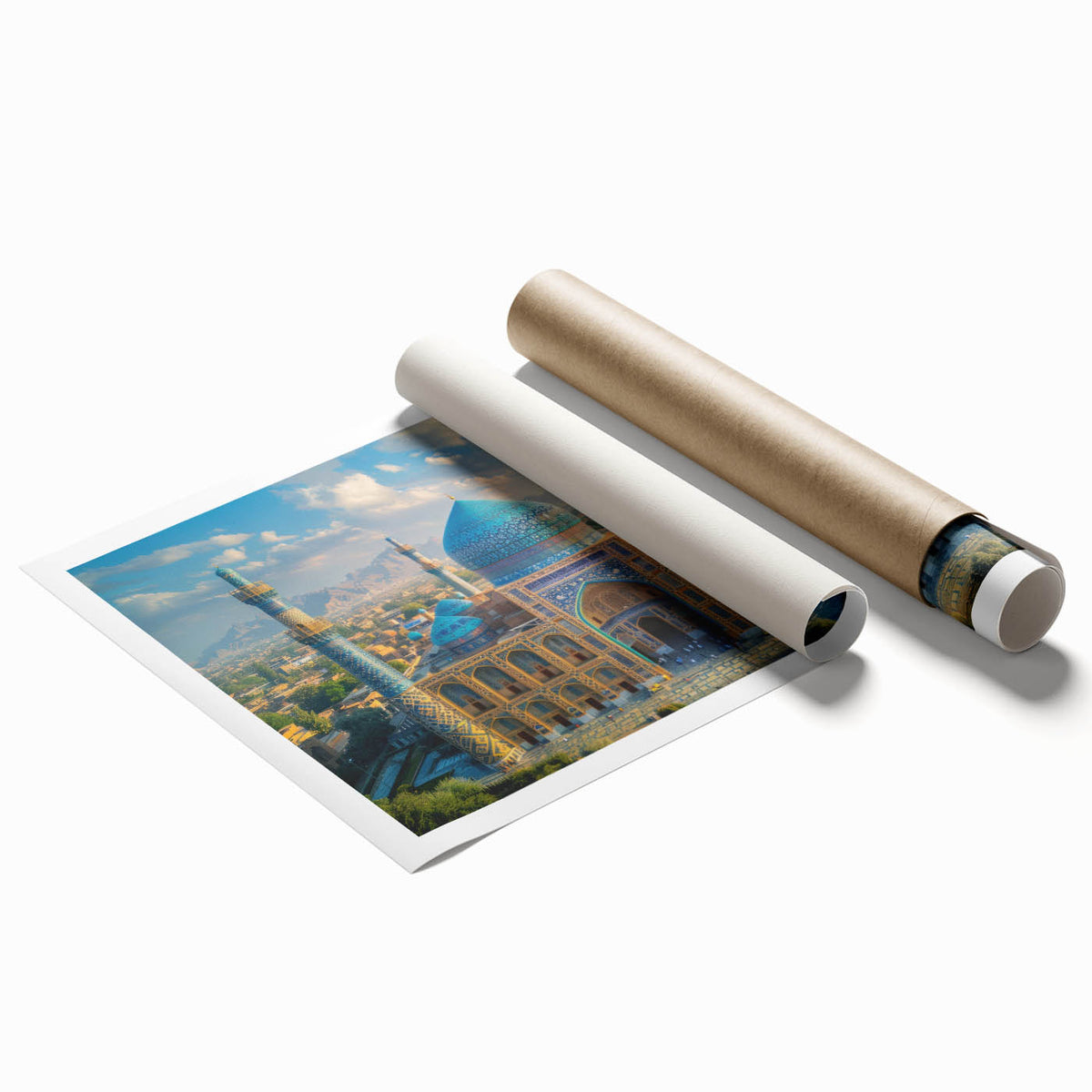 Extra large rolled print of a floral scene in muted earth tones, ideal for classy bathroom wall art.