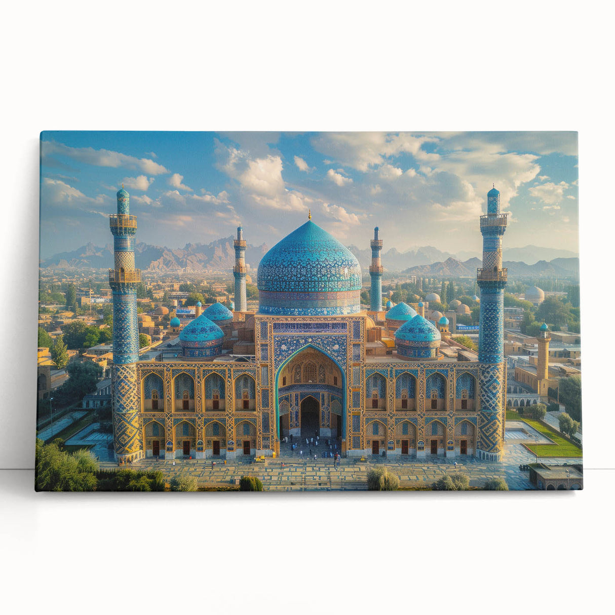 Black and white stretched canvas featuring a Middle Eastern landscape, ideal for kitchen wall art or bedroom ambiance.