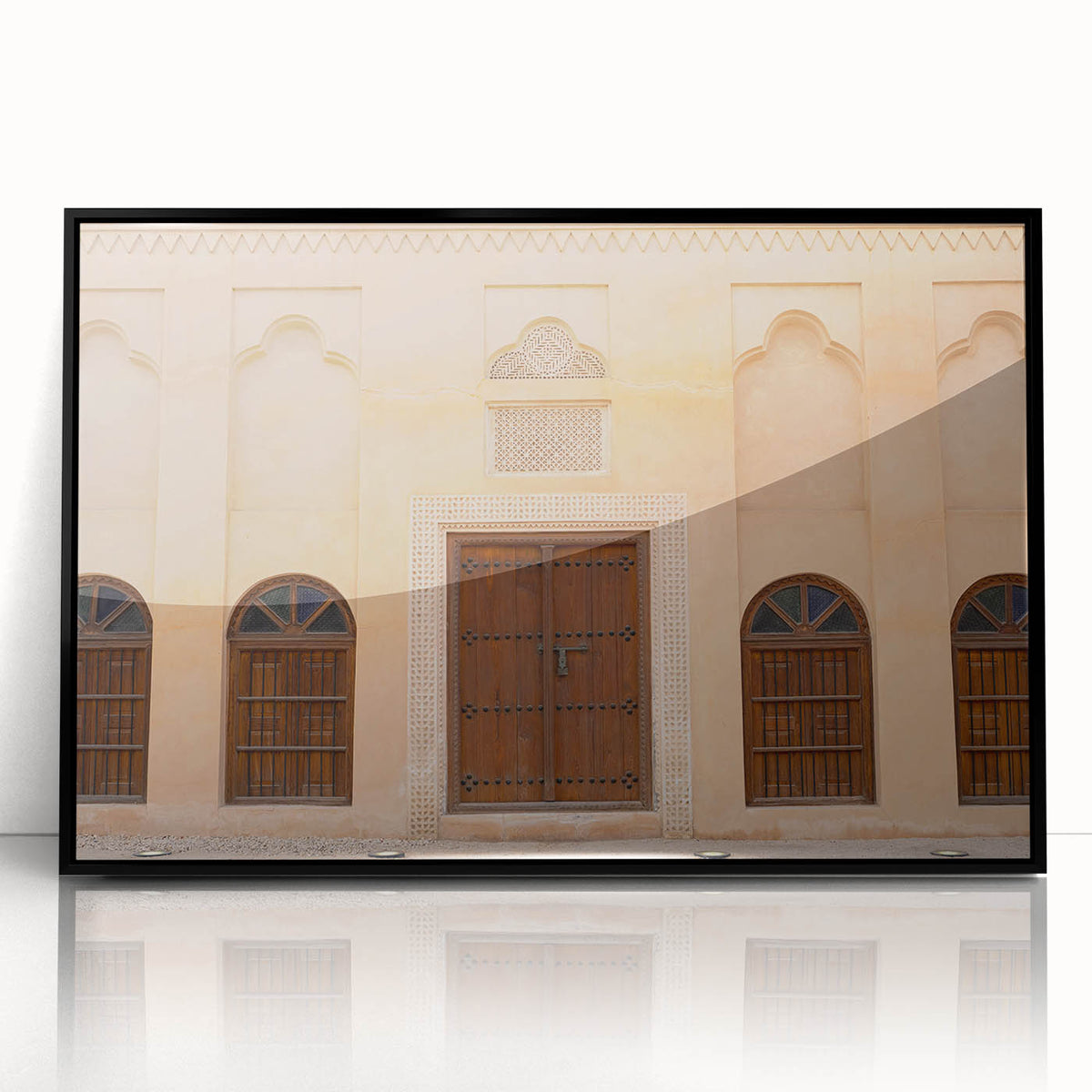 Large abstract wall art of Dubai skyline in muted black and gray tones on framed acrylic, suitable for modern decor.