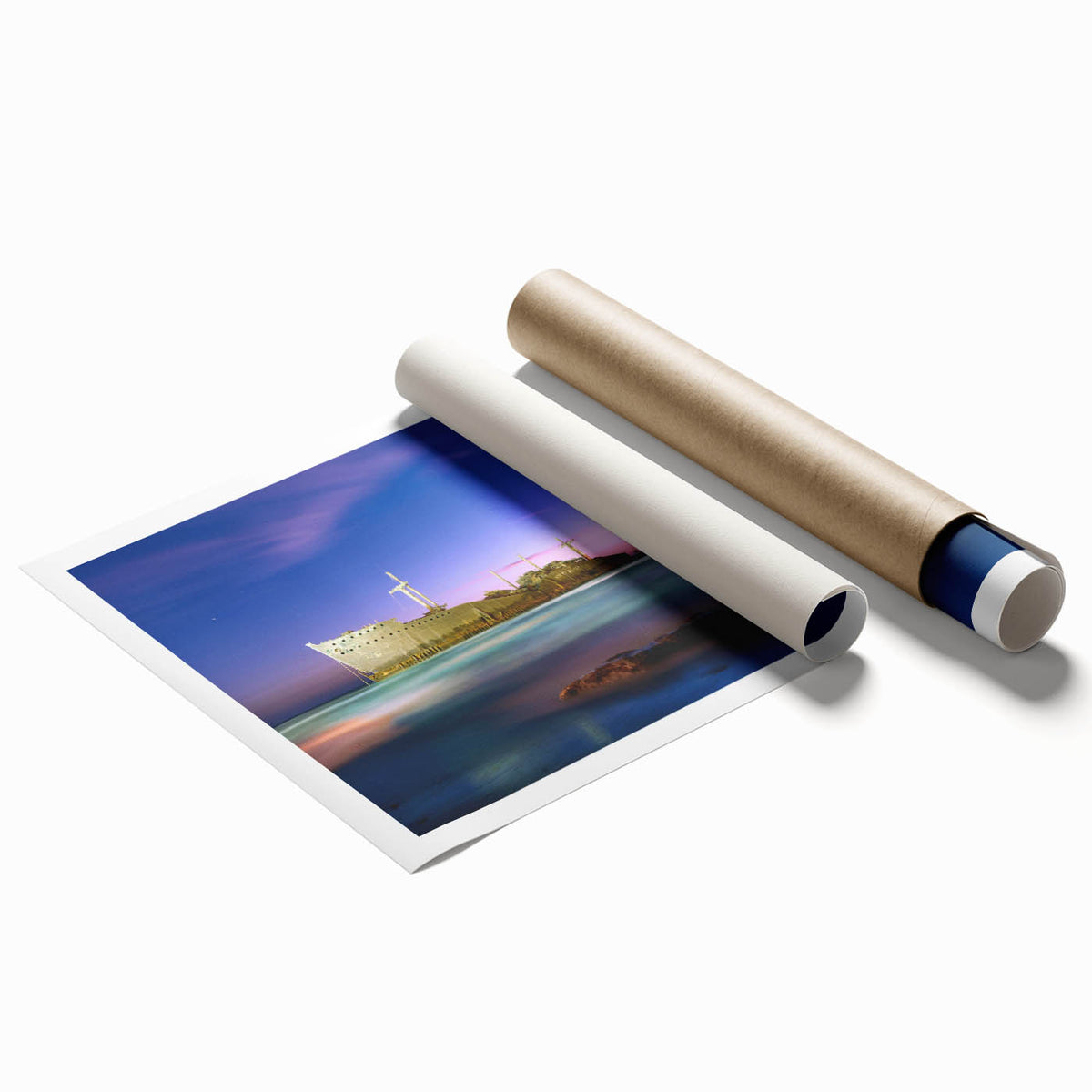 Extra large rolled print featuring a floral art scene set in Iran, with soft pastel hues.