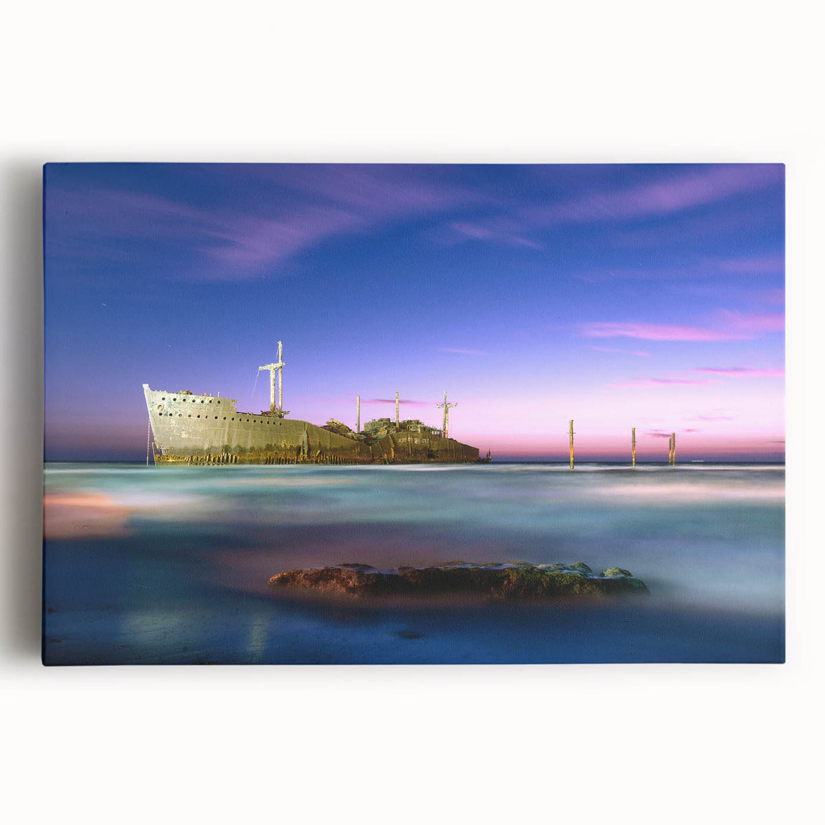 Black and white stretched canvas featuring a scenic view of a Middle Eastern landscape, ideal for kitchen wall art.