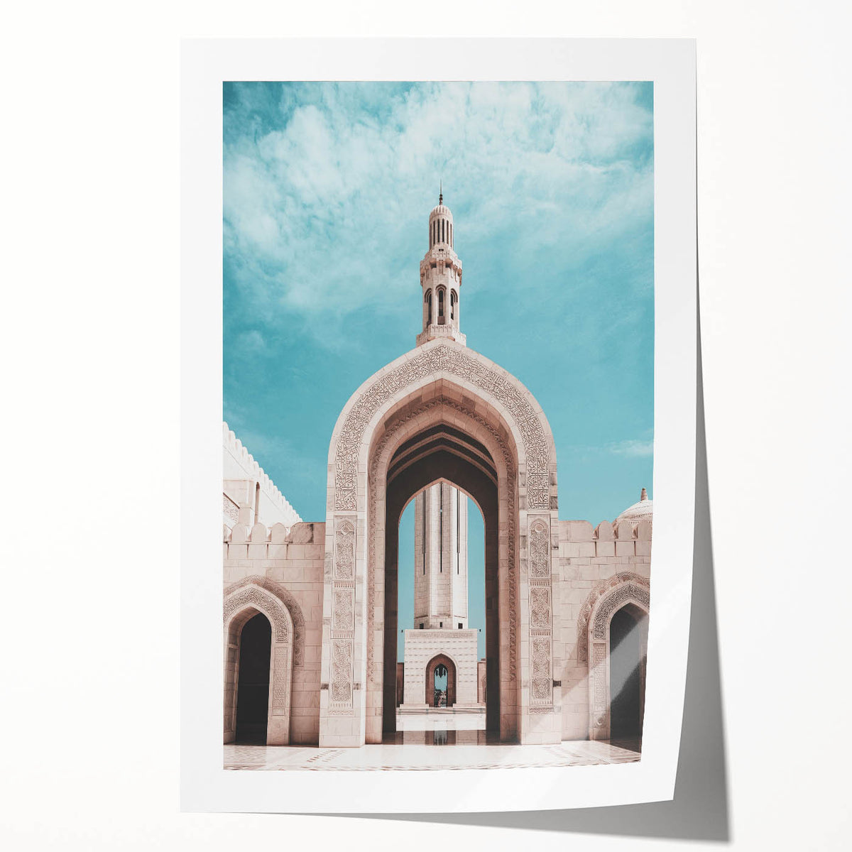 Extra large rolled print of a Middle Eastern landscape in Oman, featuring earthy tones, ideal for dining room wall art.