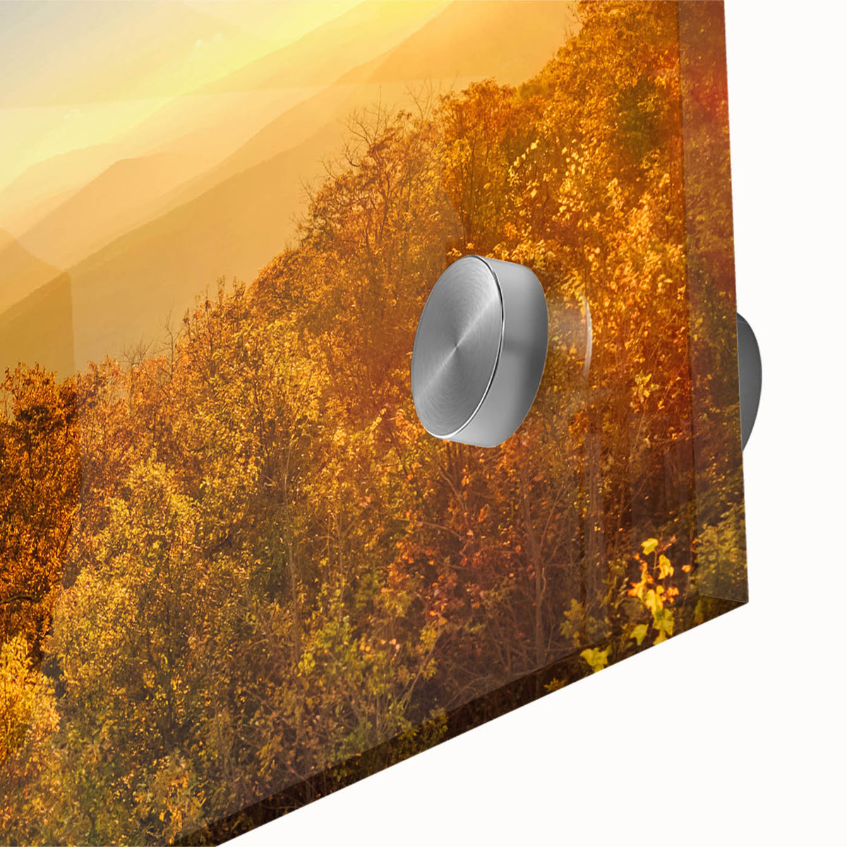 Large abstract wall art depicting Arkansas scenery in muted earth tones on acrylic glass, suitable for dining room ambiance.