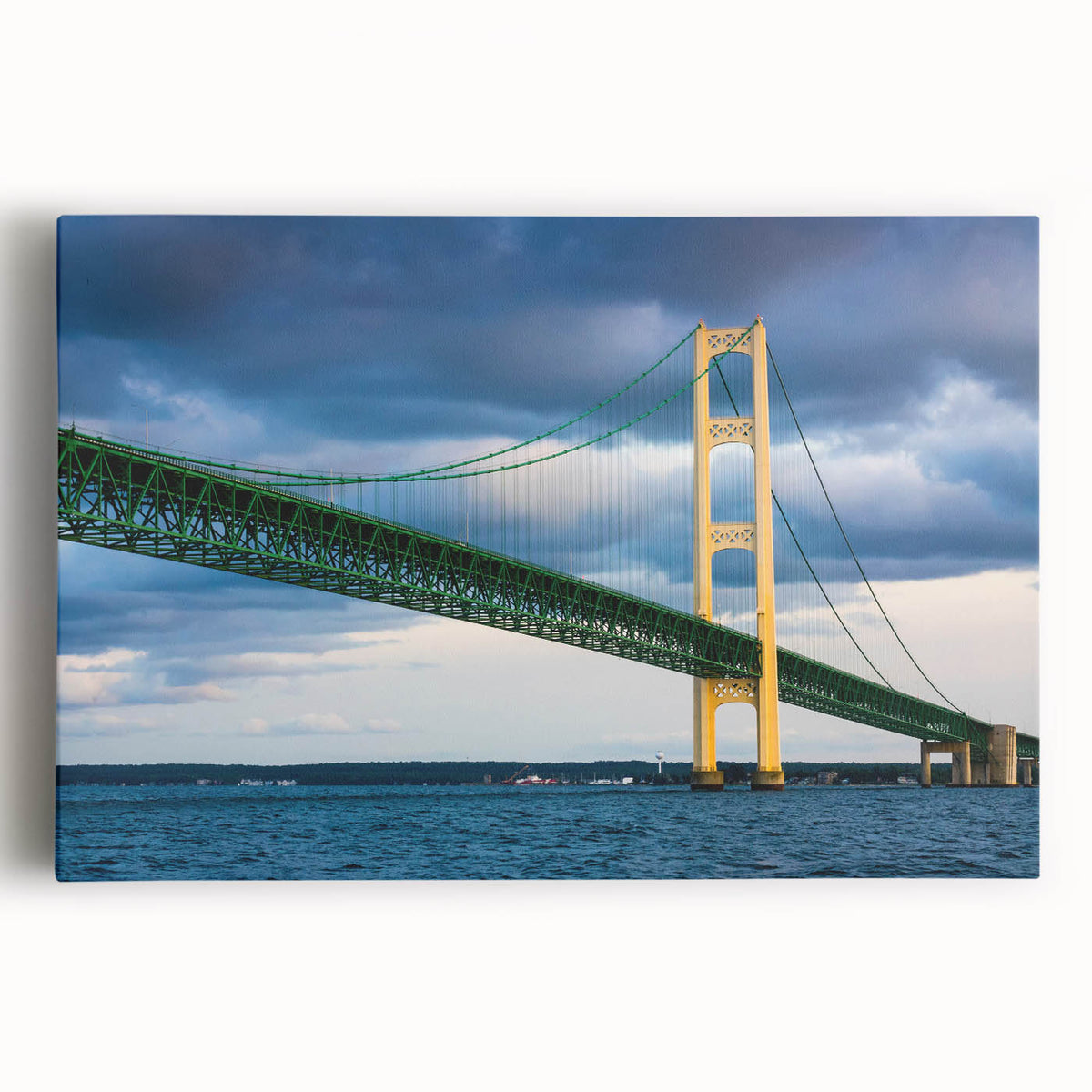 Black and white photo of Michigan's Upper Peninsula on stretched canvas, ideal for kitchen wall art.
