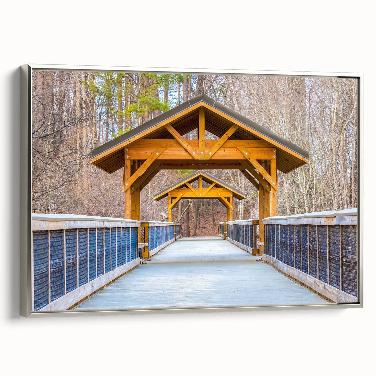 Framed canvas landscape art painting of Raleigh, North Carolina.