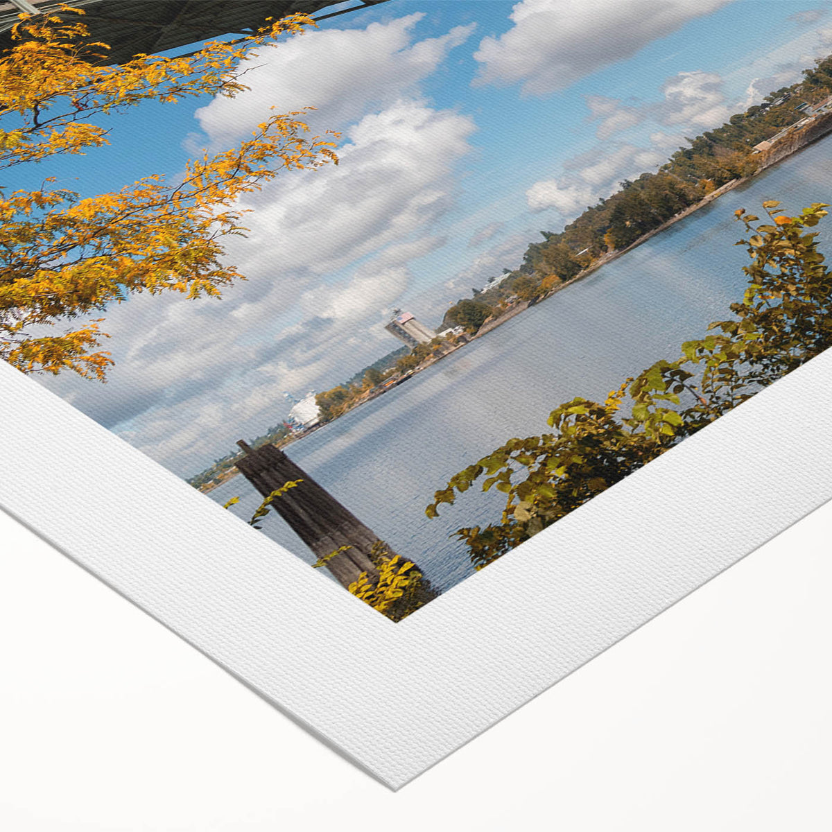 Art deco poster of Portland, Oregon skyline in muted gray tones on rolled canvas, suitable for dining room wall art.
