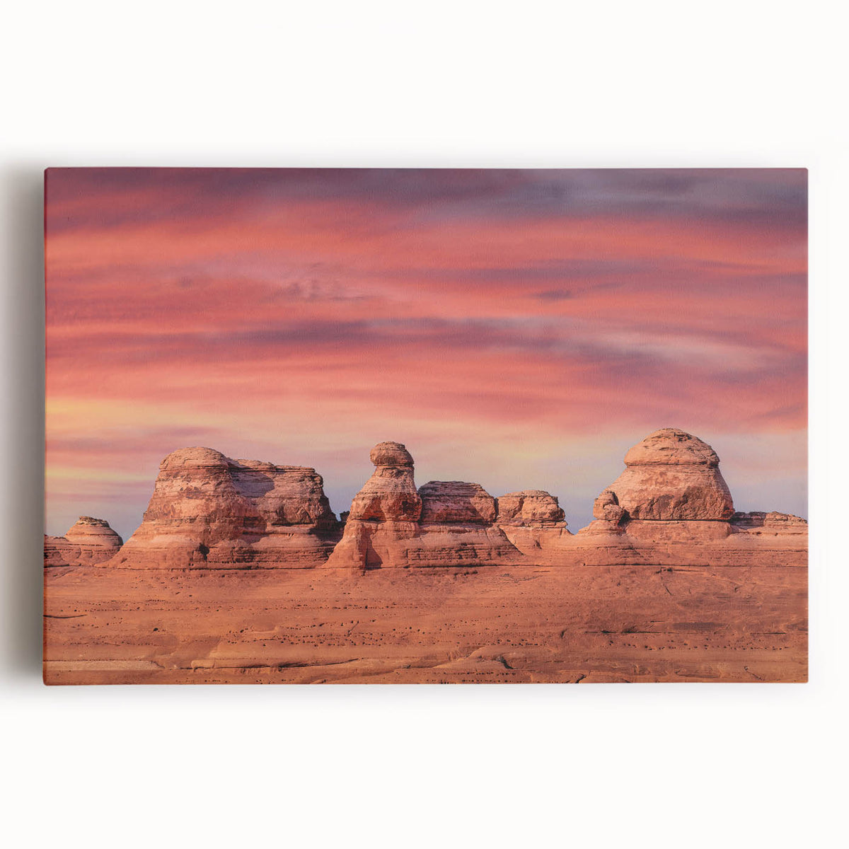 Black and white photograph of Arches National Park on stretched canvas, ideal for kitchen wall art.
