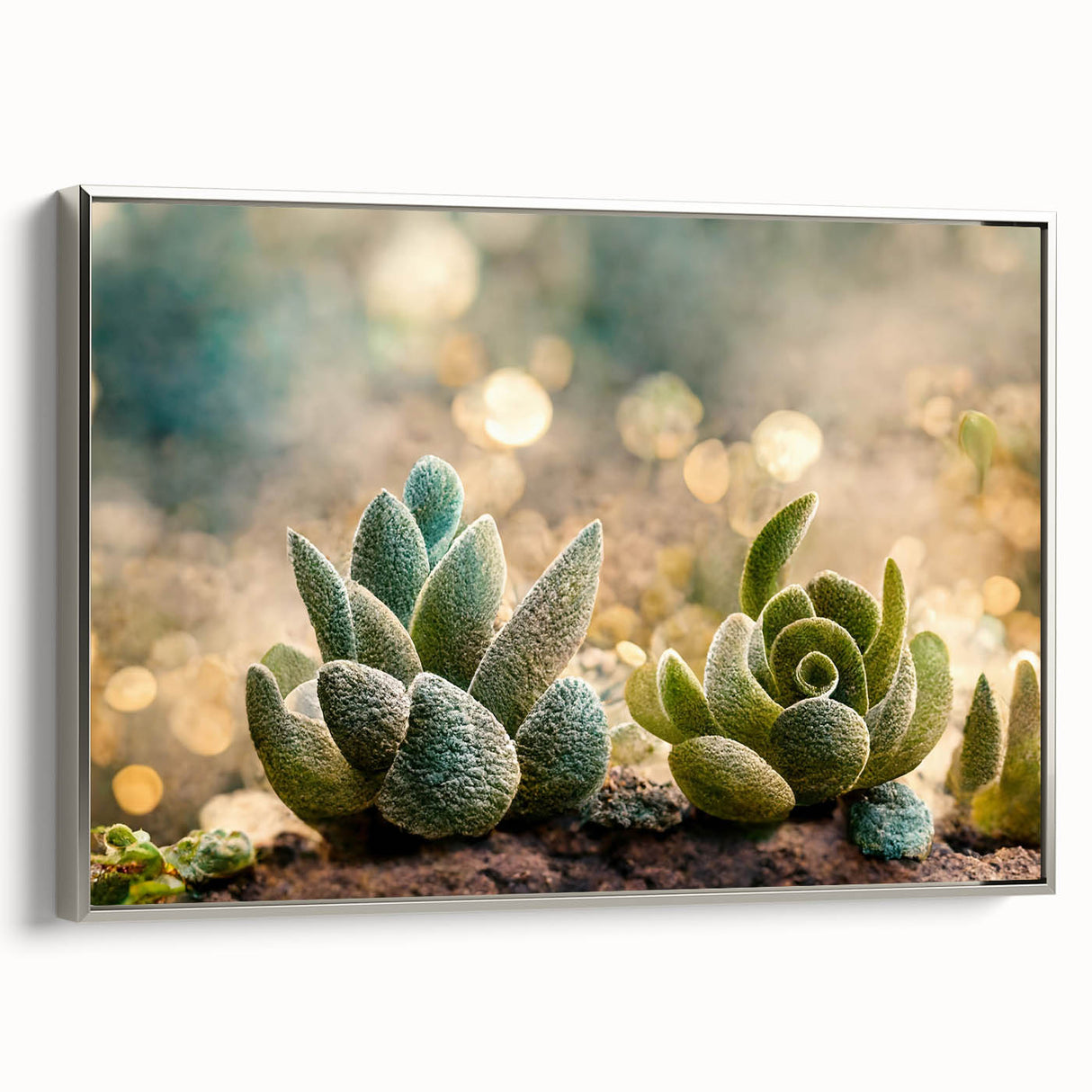 Framed canvas wall art showcasing an abstract floral design in vibrant colors, with a sleek silver frame, ideal for modern home decor and enhancing interior spaces.