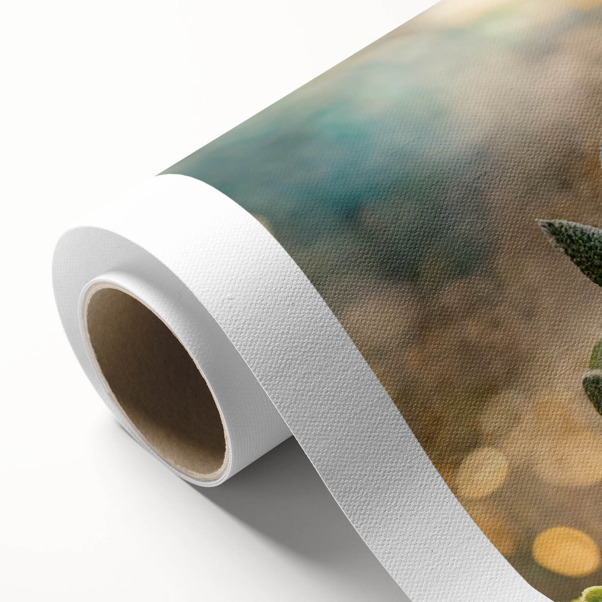 Colorful abstract floral wall art on a rolled canvas, showcasing vibrant hues of pink, blue, and green, perfect for modern home decor.