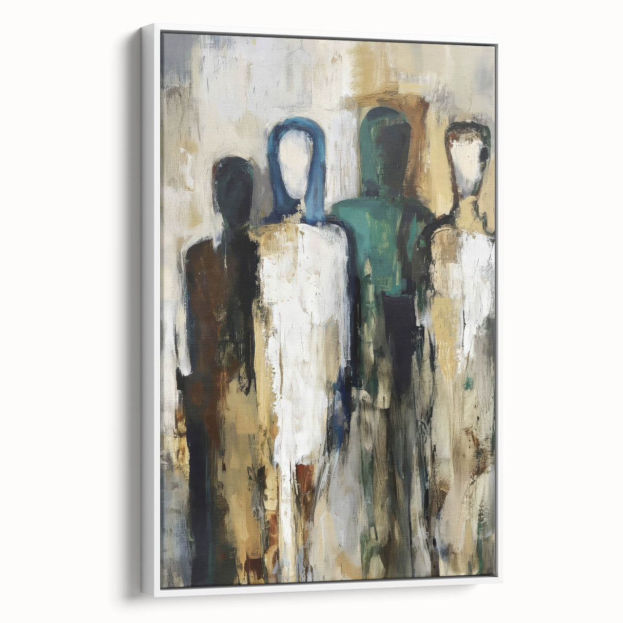 Framed abstract figurative canvas artwork showcasing a minimalist white side profile, perfect for modern home decor, enhancing any contemporary space.