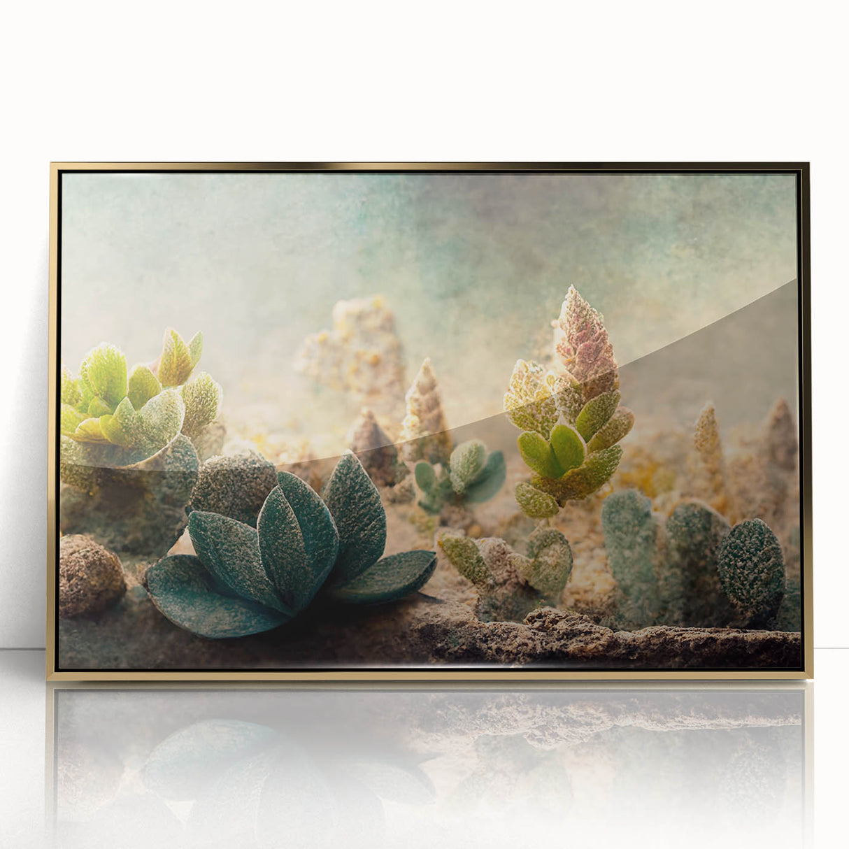 Framed abstract floral wall art with vibrant colors in gold accents, showcasing a modern design ideal for contemporary home decor, enhancing interior aesthetics.