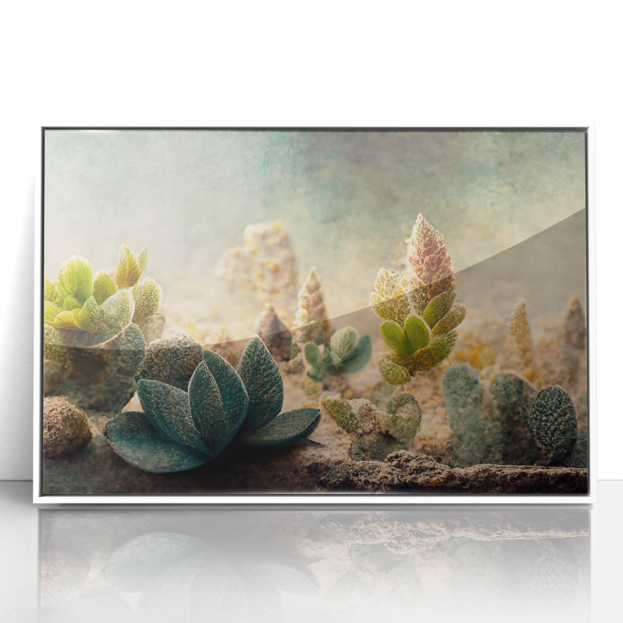 Framed wall art displaying an abstract floral design in vibrant colors, set against a sleek white background, perfect for modern home decor.