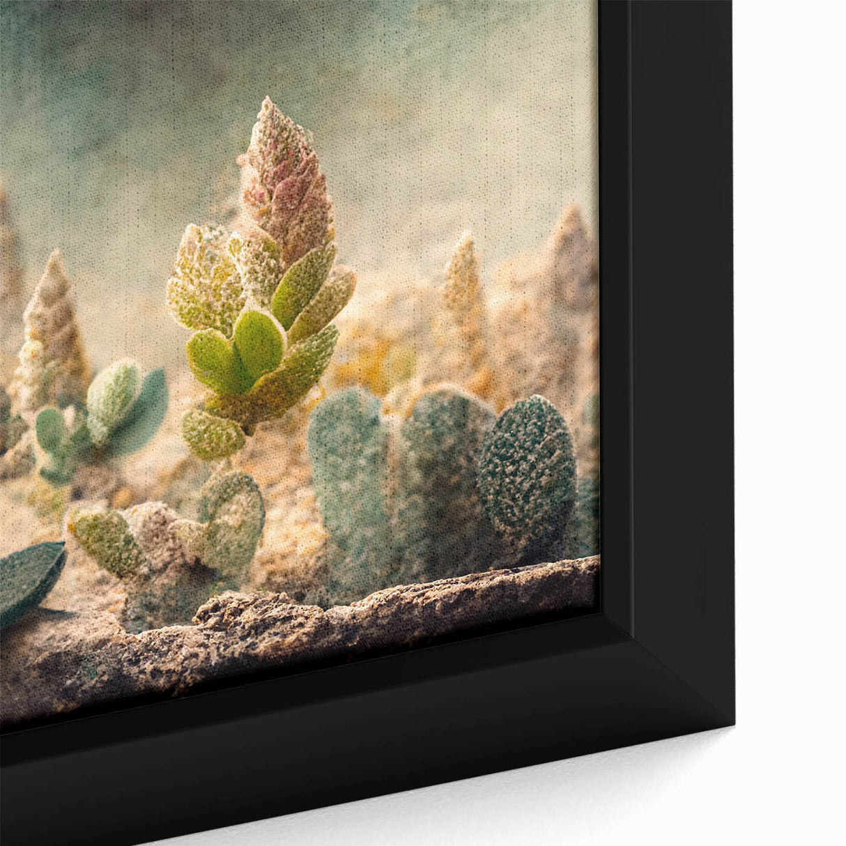 Close-up of a framed canvas showcasing vibrant abstract floral wall art, featuring bold colors and intricate details, perfect for modern home decor.