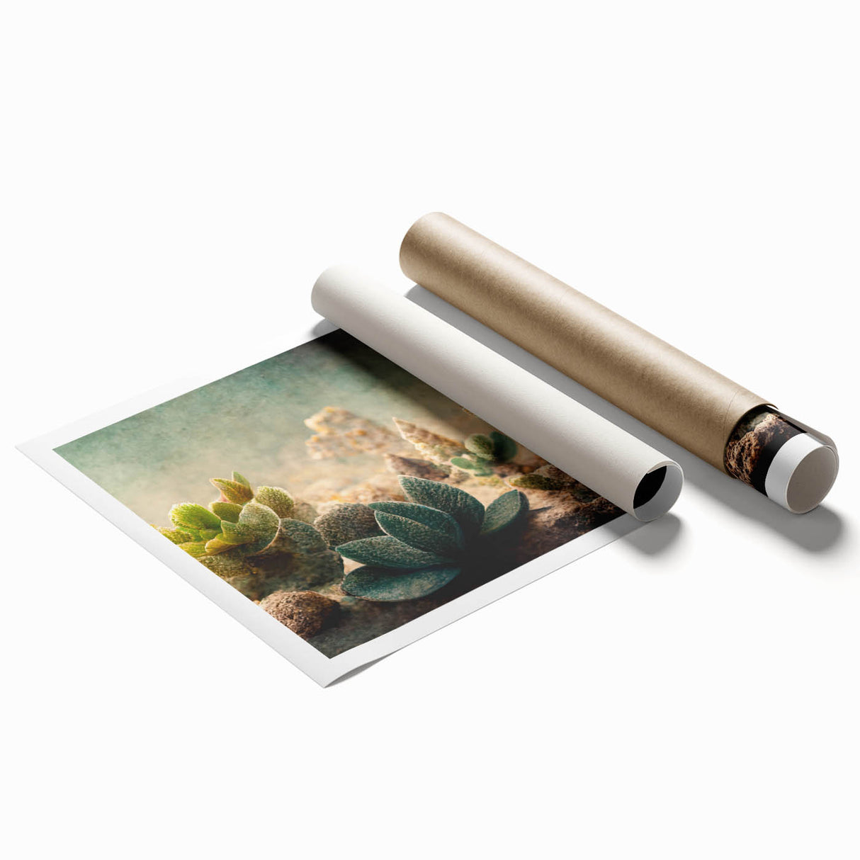 Abstract floral wall art print showcasing vibrant colors and intricate designs, elegantly rolled for shipping in a protective cardboard tube, perfect for home decor.