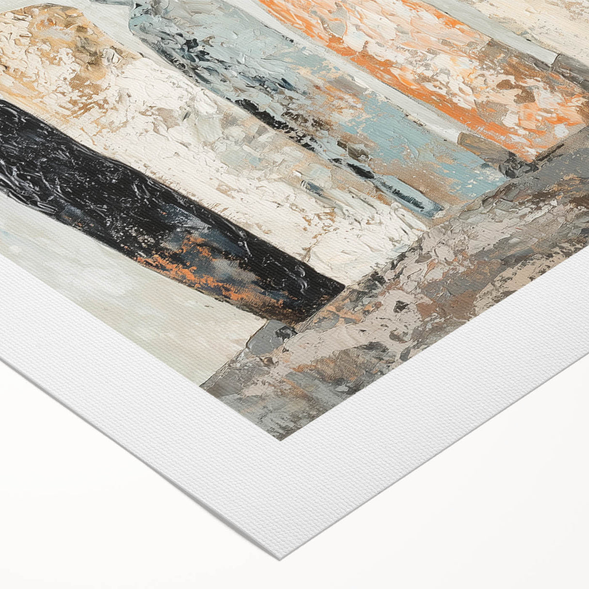 Abstract figurative art on rolled canvas showcasing vibrant colors and intricate patterns, designed for contemporary decor; presented in a protective cardboard tube.