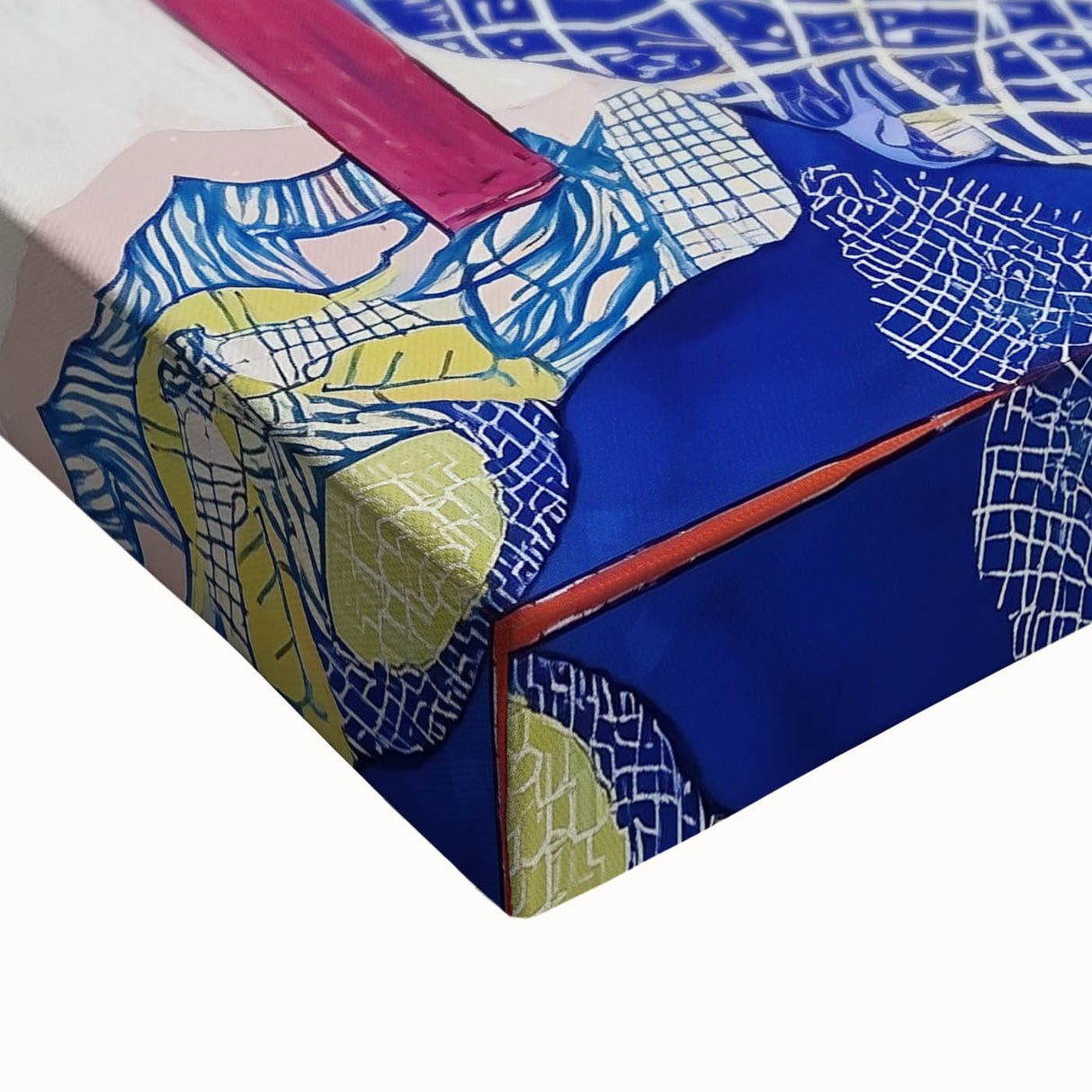 Abstract figurative canvas art close-up showcasing vibrant colors and intricate textures, ideal for modern home decor, highlighting artistic depth and creativity.