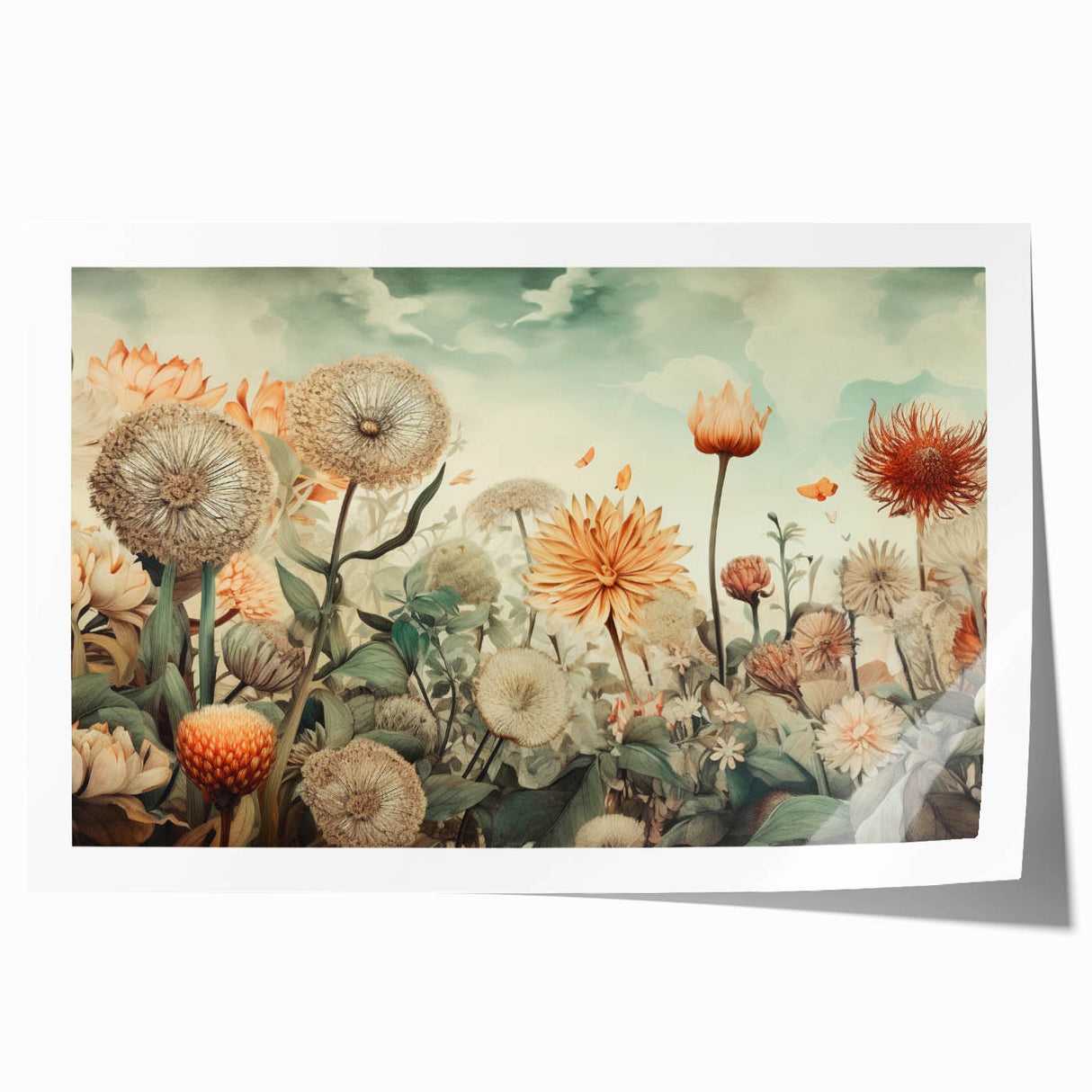 Abstract floral wall art print showcasing vibrant colors and intricate designs, rolled for easy shipping and display. Ideal for modern home decor.