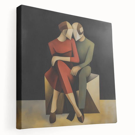 Abstract figurative stretched canvas artwork showcasing vibrant colors and dynamic shapes, emphasizing modern artistic expression, perfect for contemporary decor.