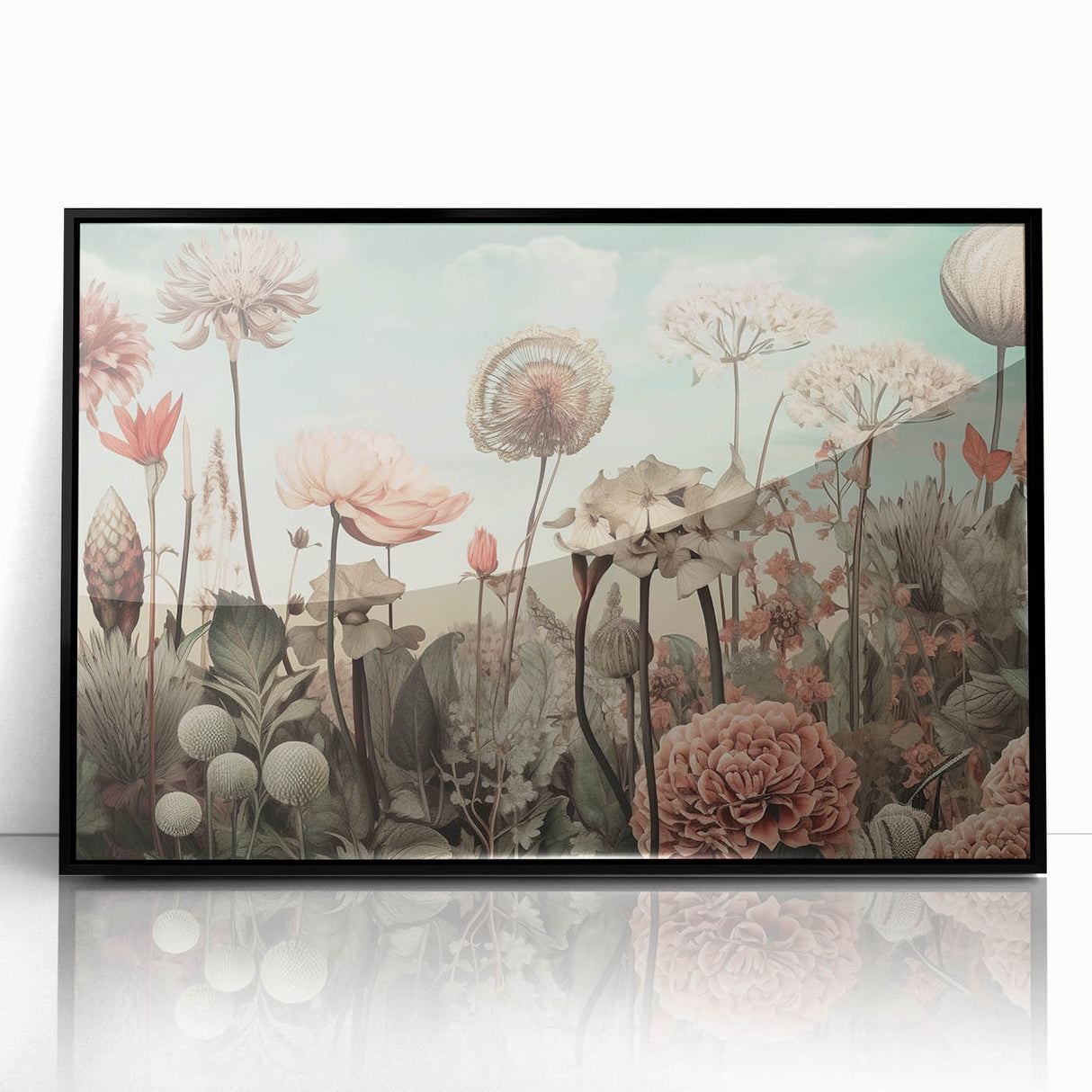 Framed abstract floral wall art showcasing vibrant colors with a black frame, perfect for adding a modern touch to home decor. Ideal for wall decoration.