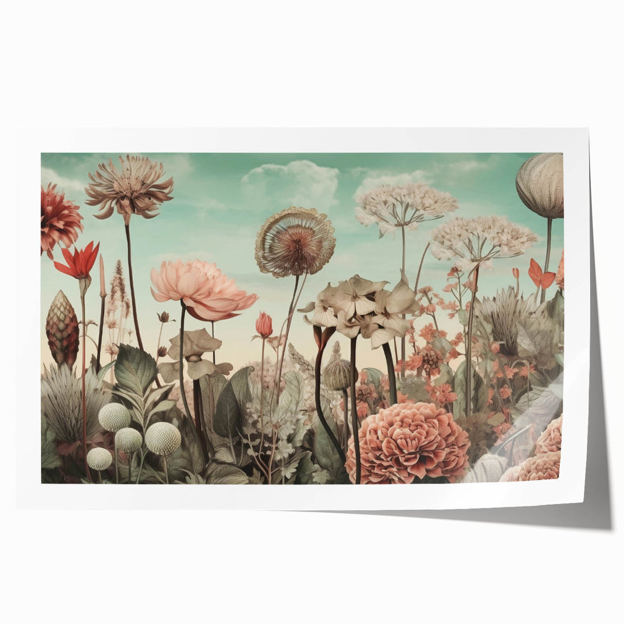 Abstract floral wall art print showcasing vibrant colors and intricate patterns, rolled for easy shipping and display. Ideal for enhancing modern decor.