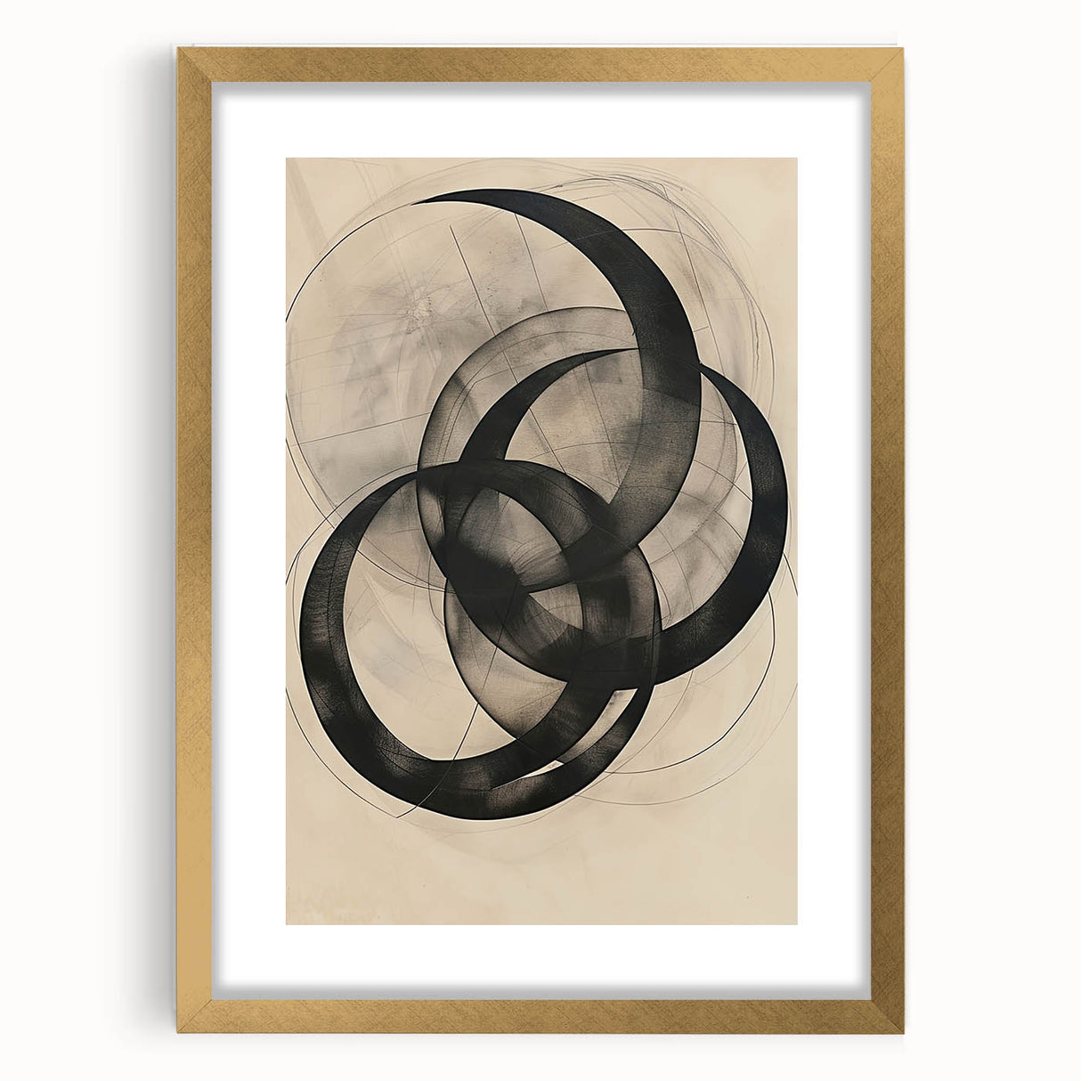 Framed Dining Room Prints – Abstract Circular Canvas Art