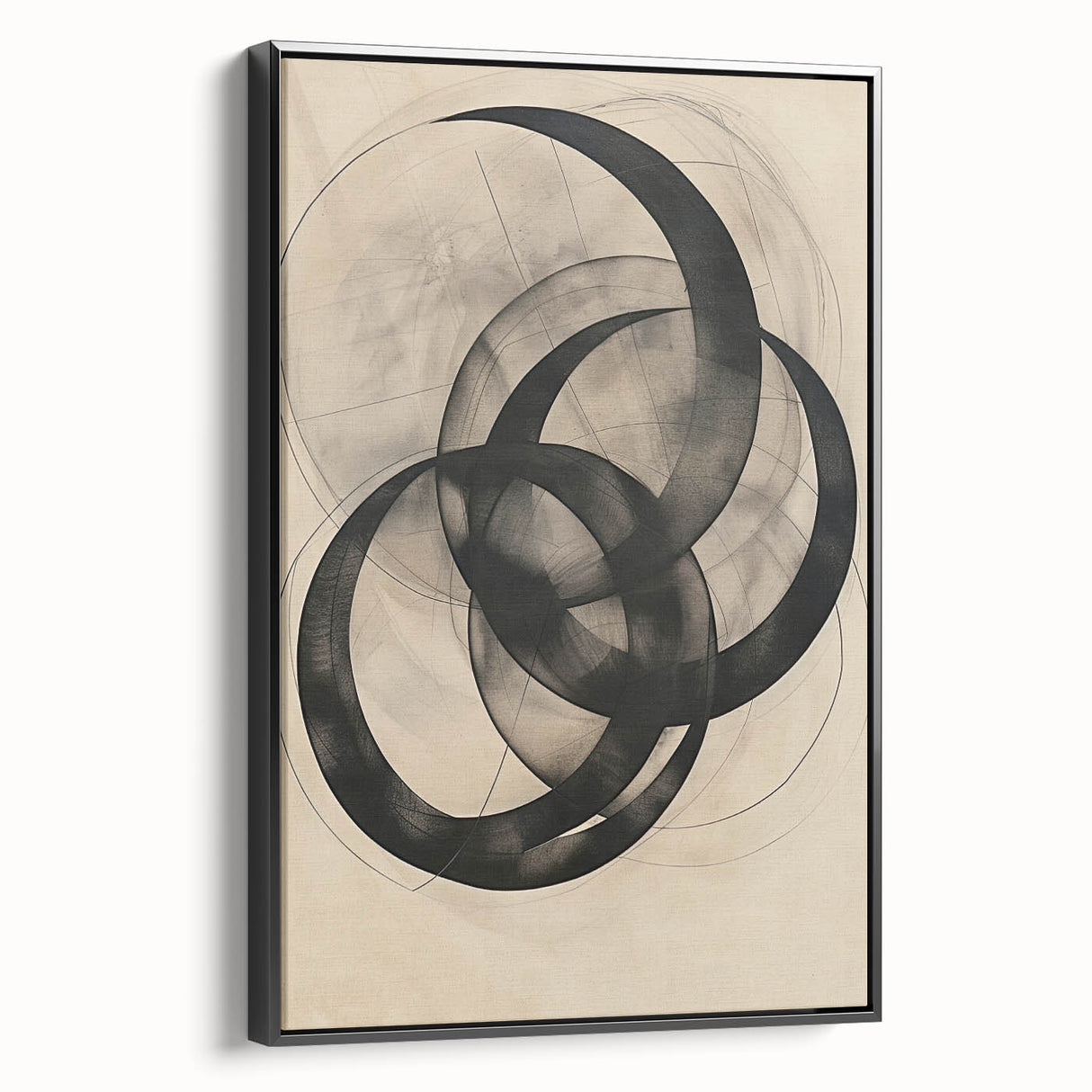 Framed Dining Room Prints – Abstract Circular Canvas Art