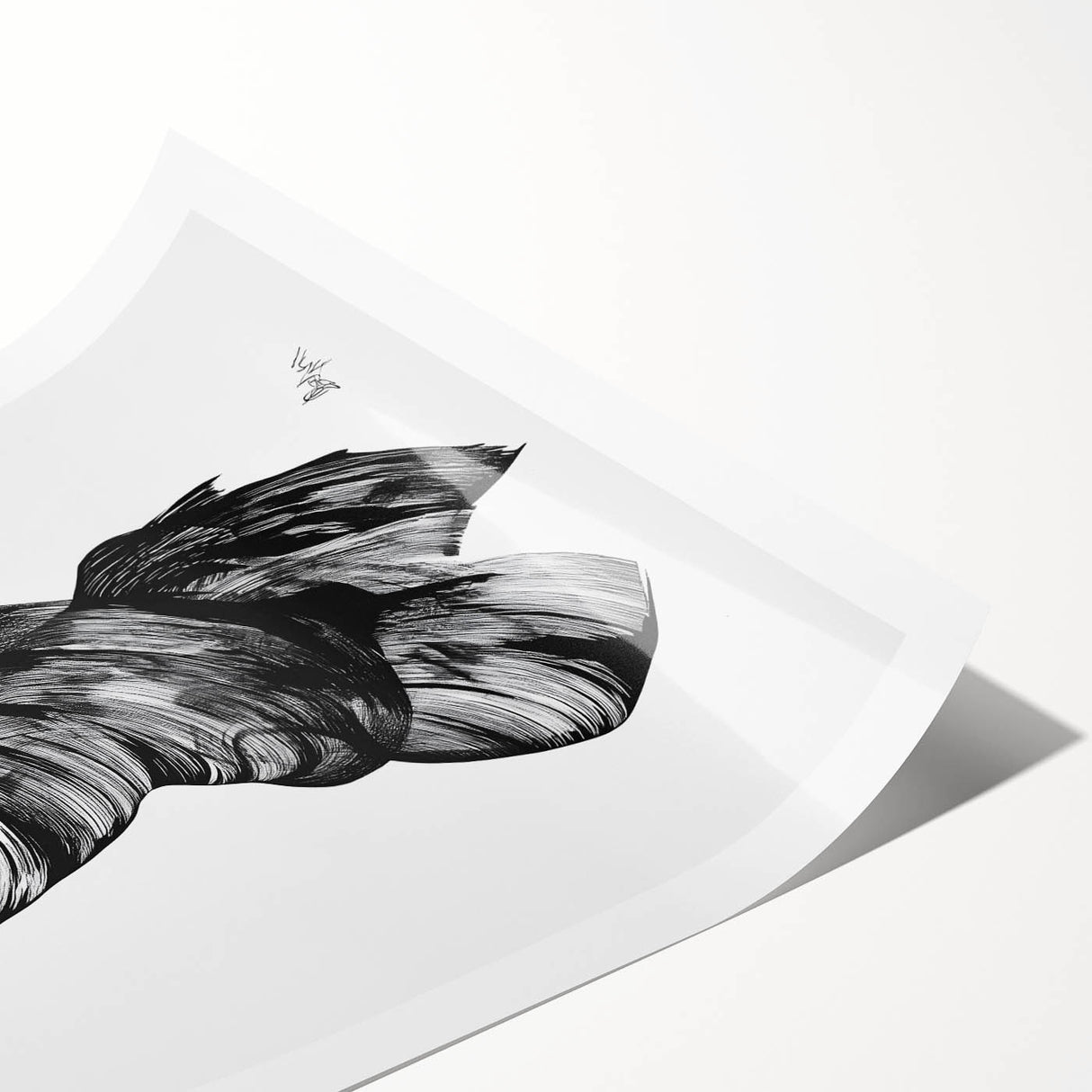 Abstract figurative art print showcasing vibrant colors and dynamic shapes, rolled for easy shipping, perfect for modern home decor or gallery display.