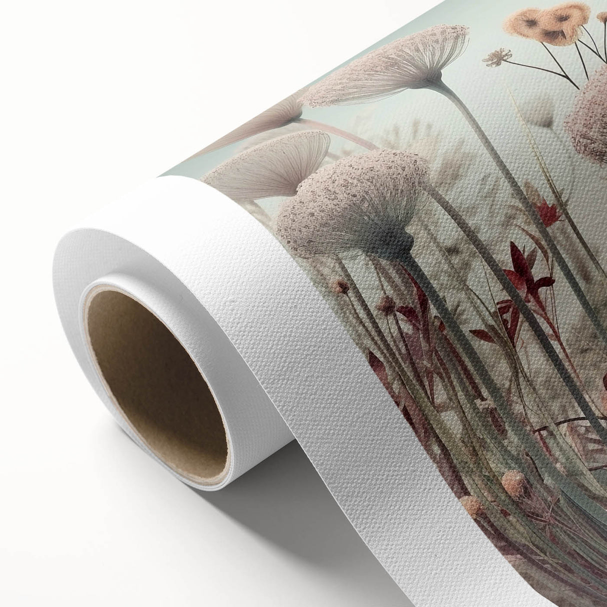 Vibrant abstract floral wall art on rolled canvas, showcasing bold colors and intricate patterns, perfect for modern home decor and artistic expression.