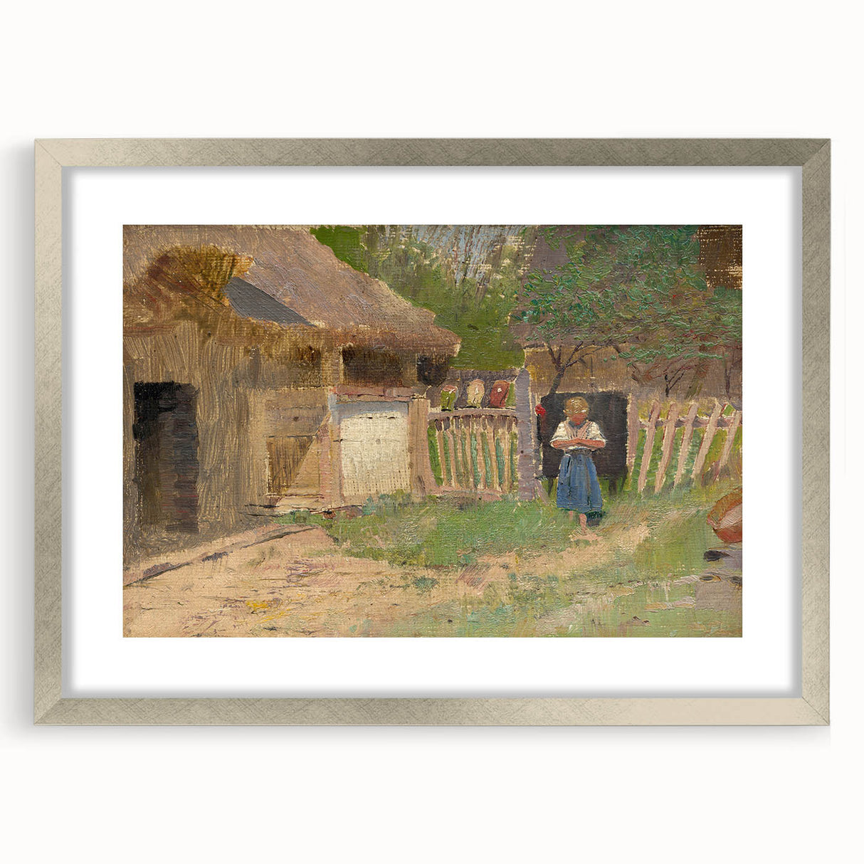Romantic Art Prints: "Girl in a Farmyard" by László Mednyánszky