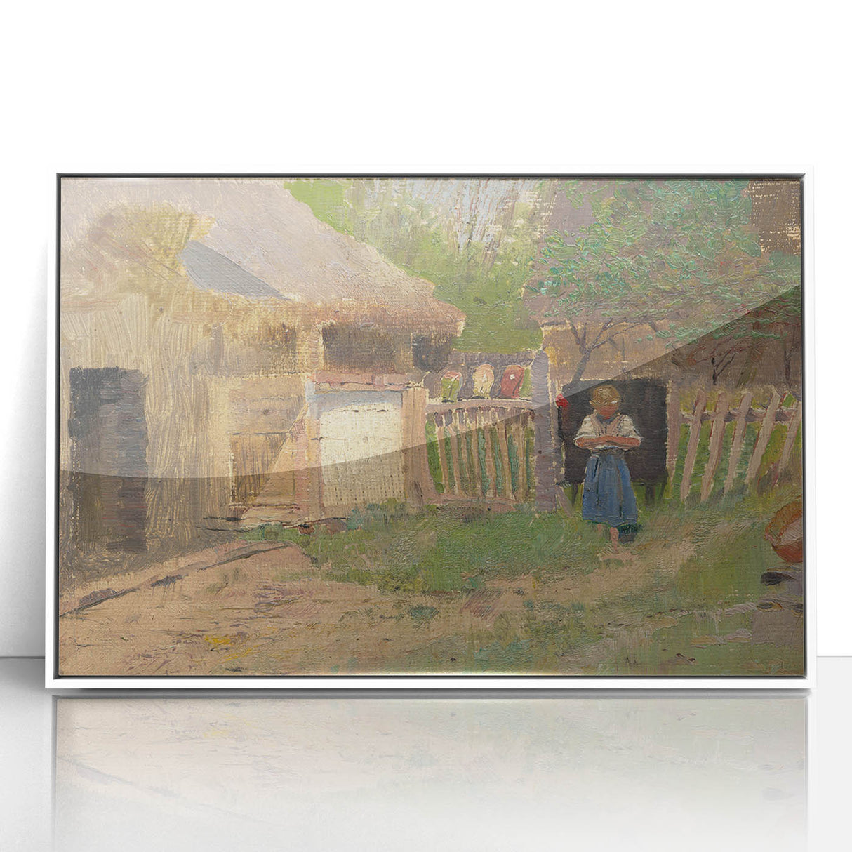 Romantic Art Prints: "Girl in a Farmyard" by László Mednyánszky