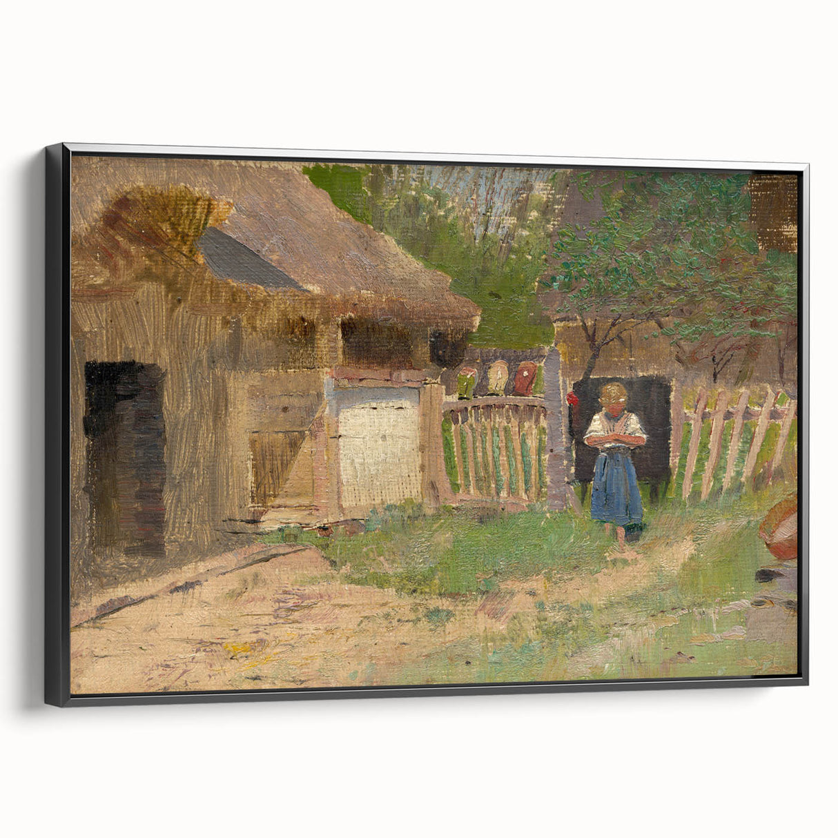 Romantic Art Prints: "Girl in a Farmyard" by László Mednyánszky