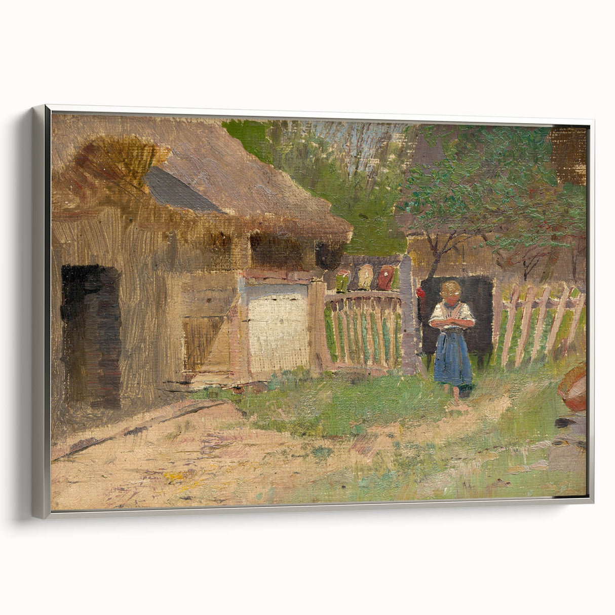 Romantic Art Prints: "Girl in a Farmyard" by László Mednyánszky