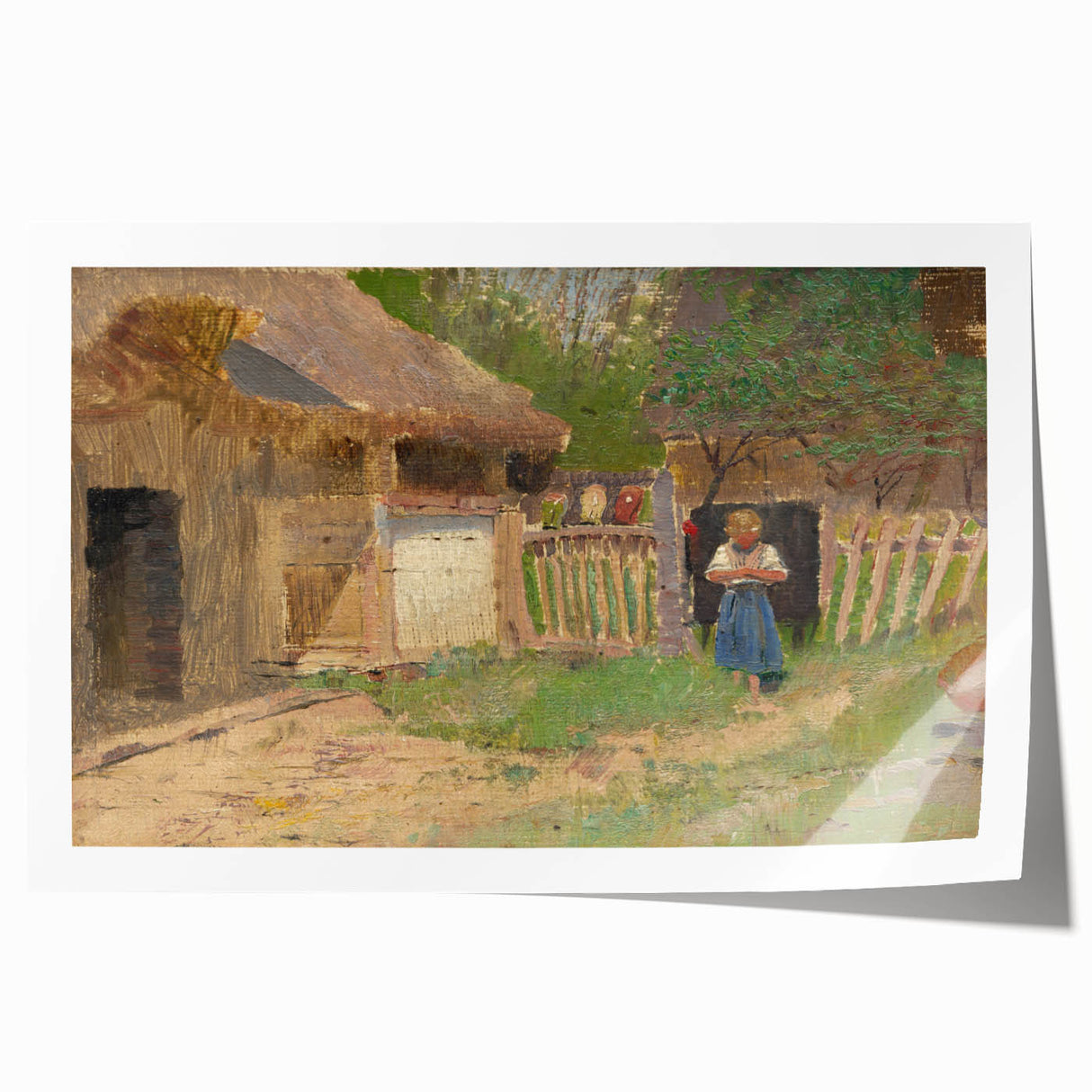 Romantic Art Prints: "Girl in a Farmyard" by László Mednyánszky