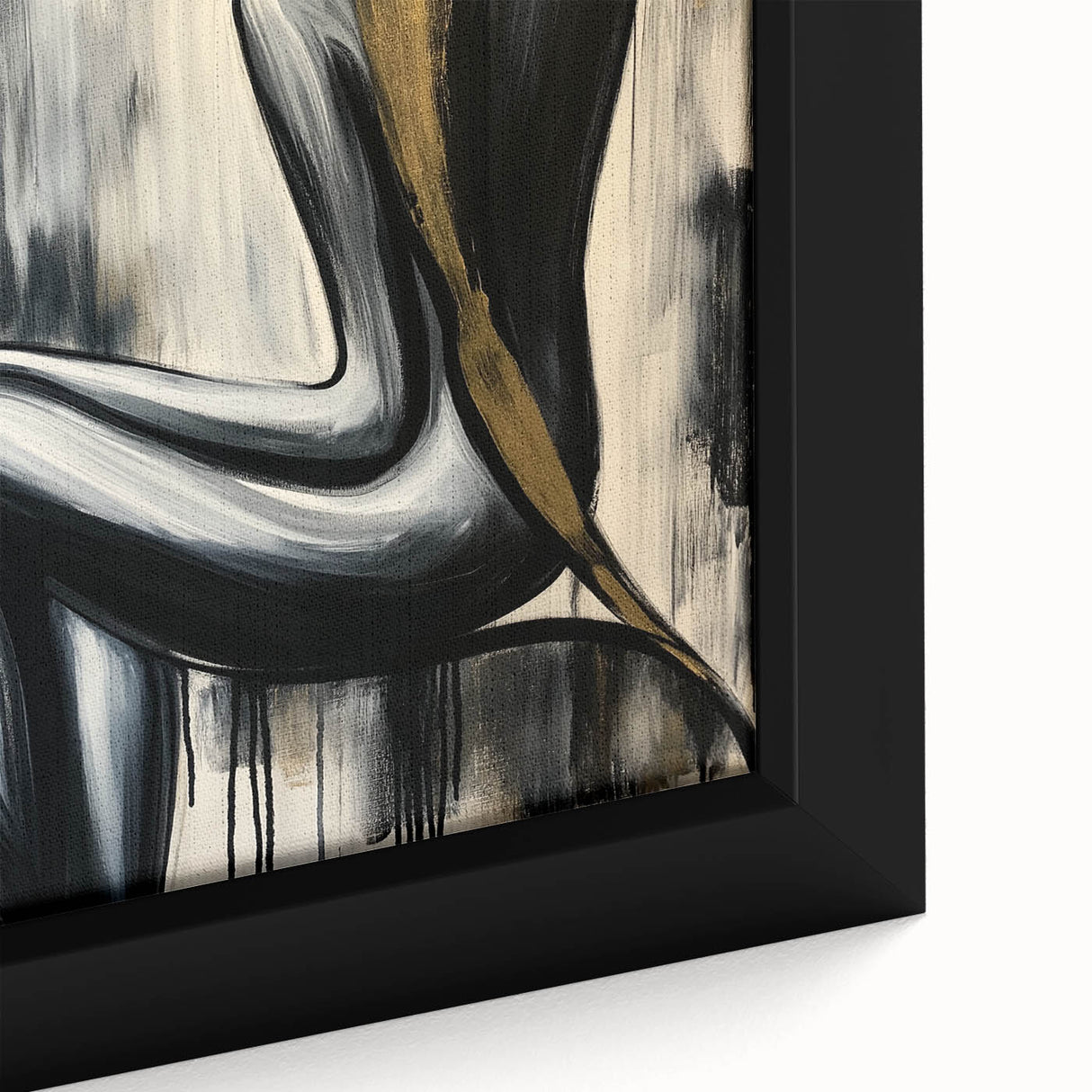 Close-up of an abstract figurative framed canvas artwork, showcasing vibrant colors and intricate details, ideal for modern home decor and artistic expression.