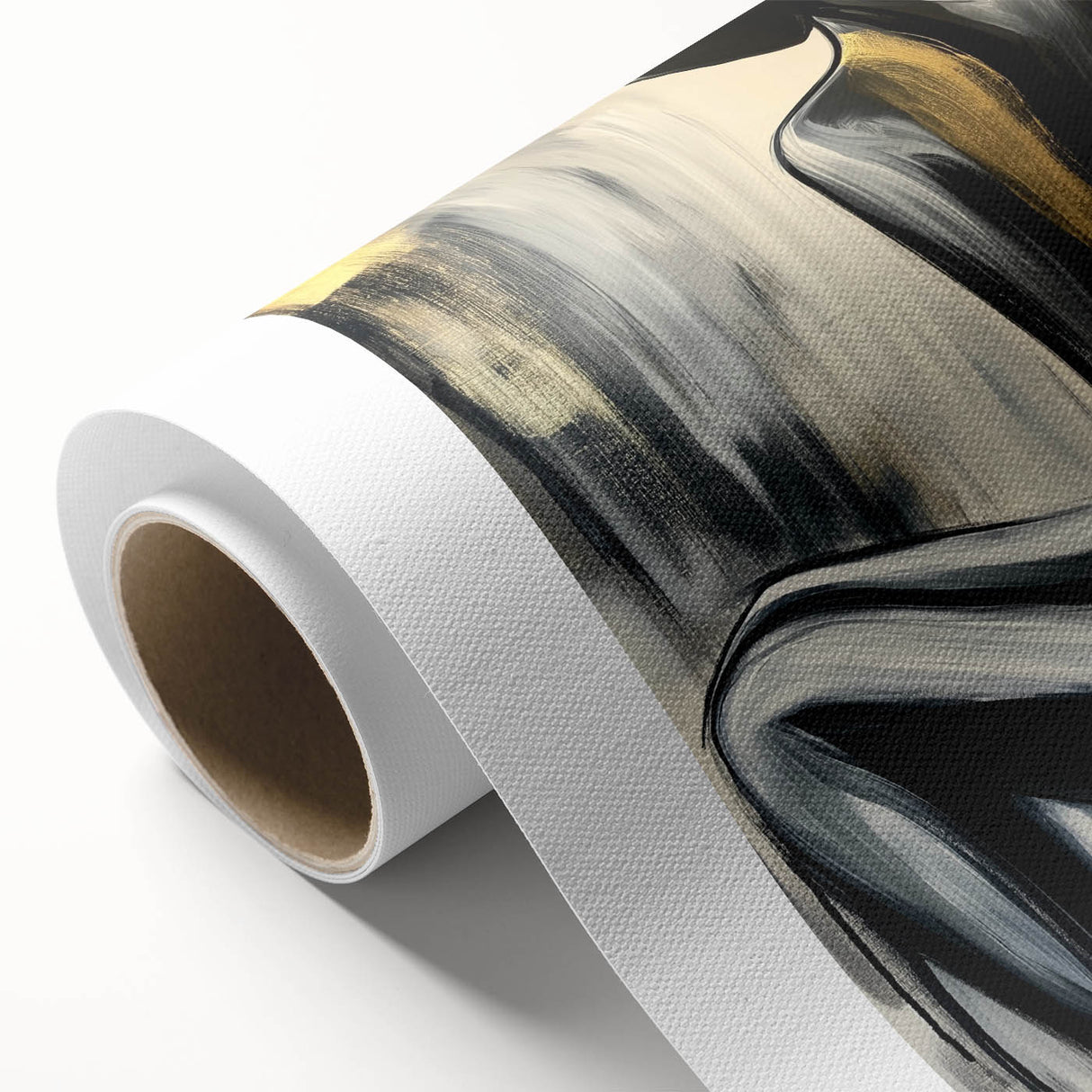 Abstract figurative artwork on rolled canvas, showcasing vibrant colors and dynamic shapes, perfect for modern home decor. Packaged securely in a cardboard tube.