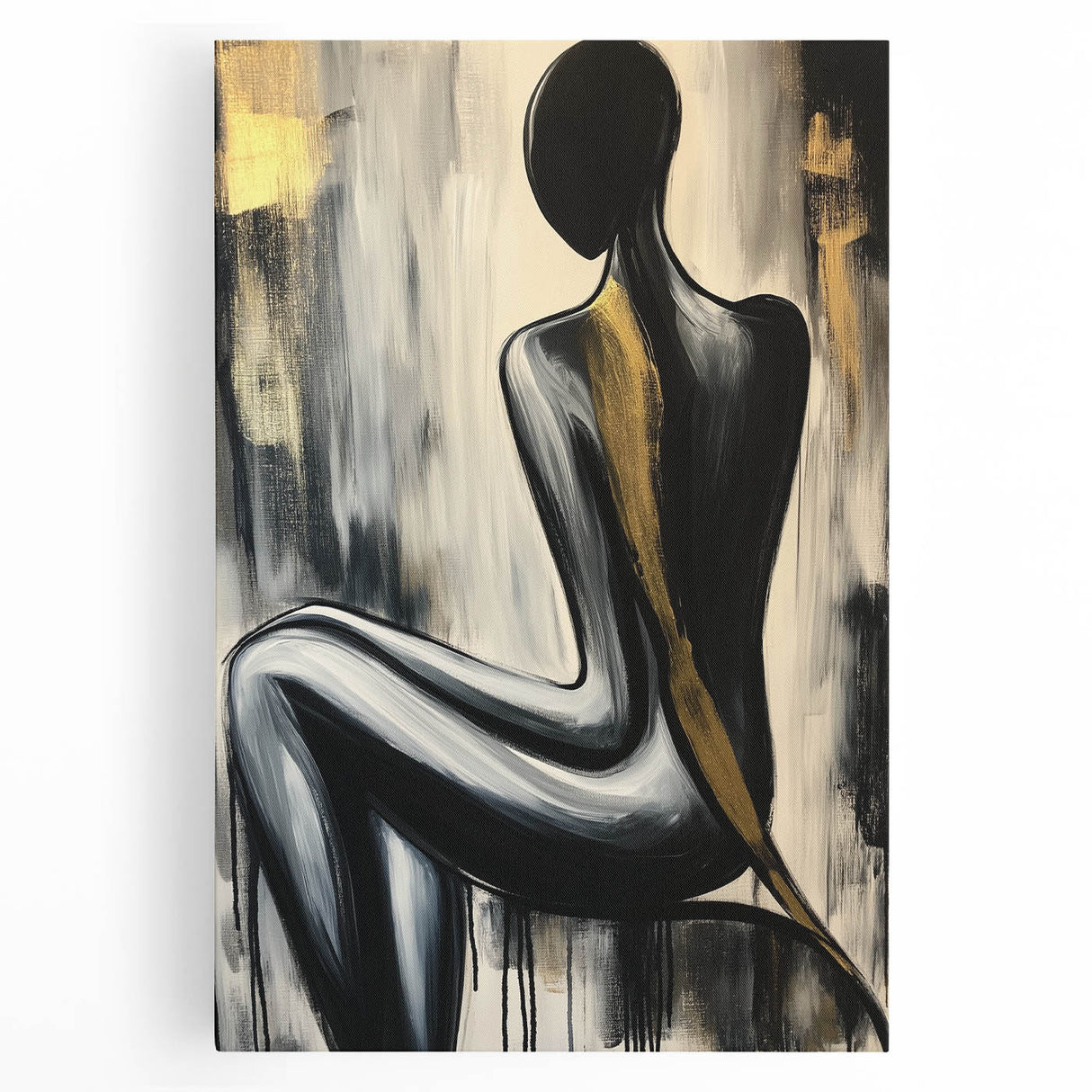Abstract figurative artwork on stretched canvas showcasing vibrant colors and dynamic shapes, perfect for modern home decor. Ideal for art enthusiasts and collectors.