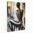 Abstract figurative canvas art showcasing vibrant colors and dynamic shapes, displayed in a side view to highlight its stretched texture and depth. Ideal for modern home decor.