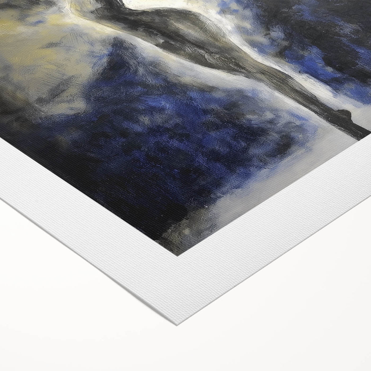 Abstract figurative artwork on rolled canvas, showcasing vibrant colors and dynamic shapes, elegantly displayed in a sturdy cardboard tube for safe storage and transport. Perfect for modern home decor or artistic interior design.