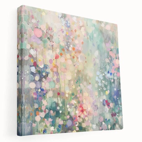 Abstract splatter art stretched canvas showcasing vibrant colors and dynamic shapes, perfect for modern home decor. Ideal for adding a creative touch to any room.