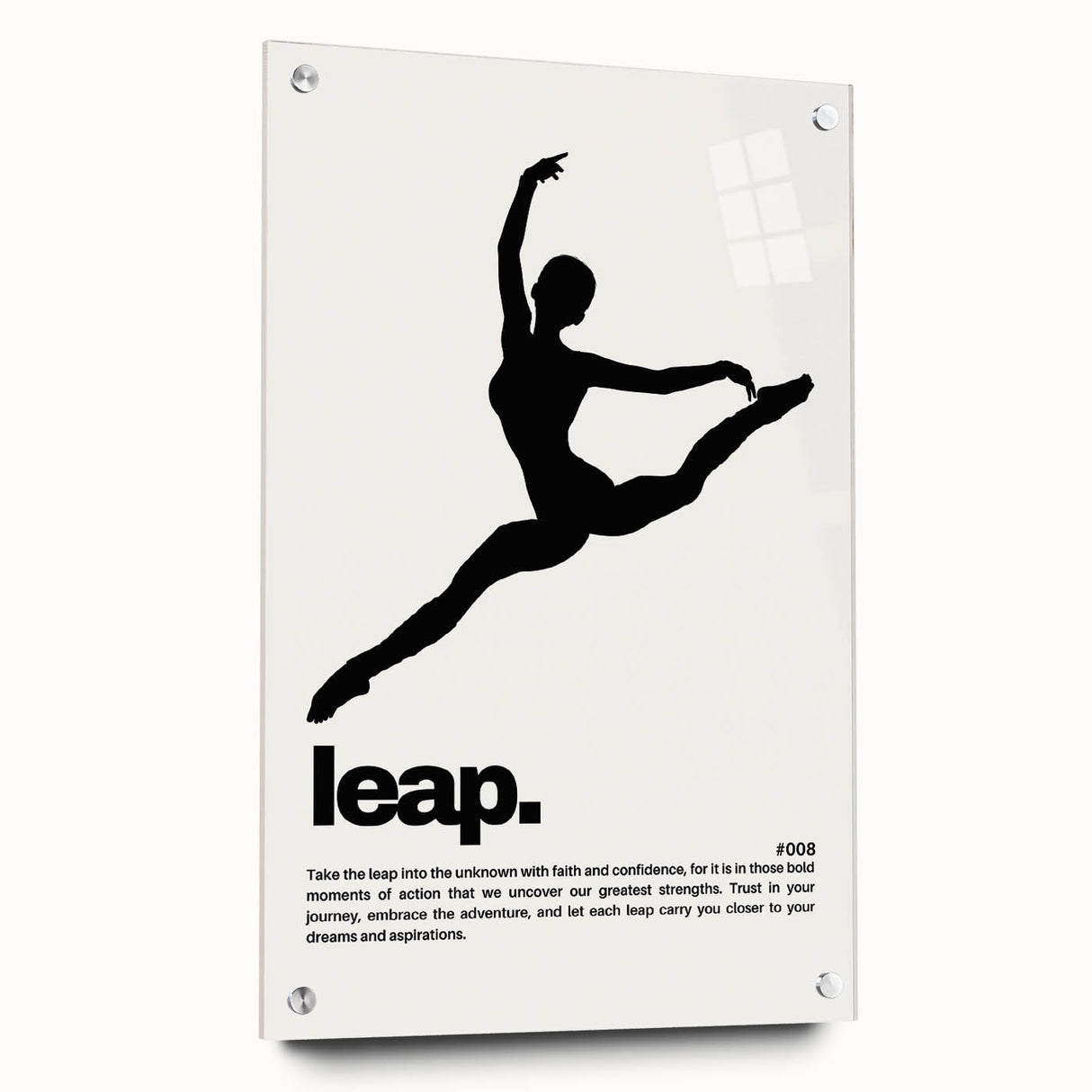Monochrome Motivational Typography Art Print - "Leap" Canvas