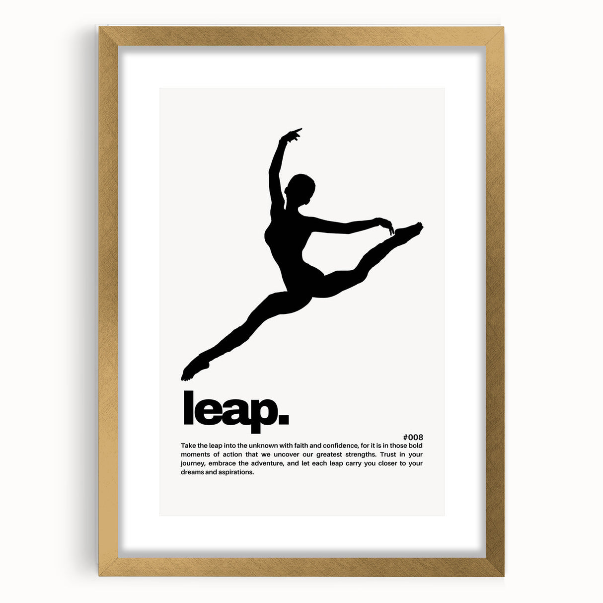 Monochrome Motivational Typography Art Print - "Leap" Canvas