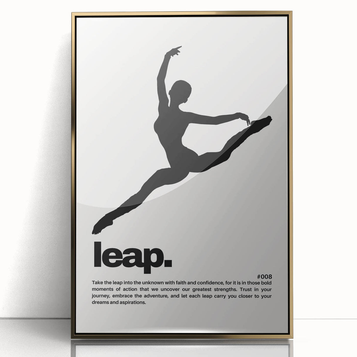 Monochrome Motivational Typography Art Print - "Leap" Canvas