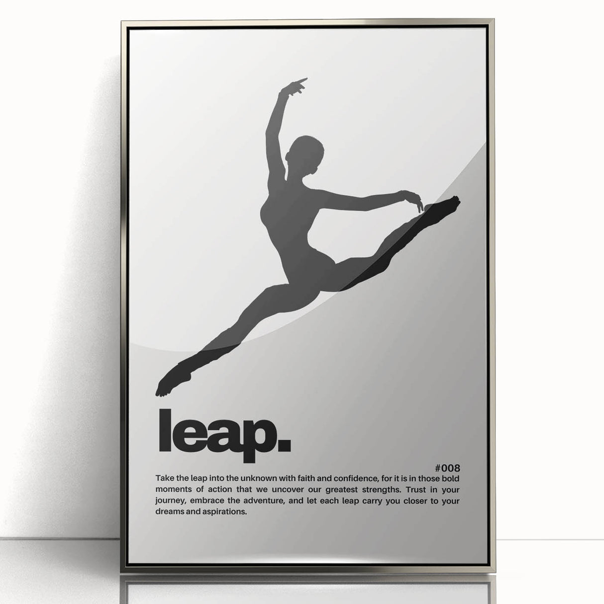 Monochrome Motivational Typography Art Print - "Leap" Canvas