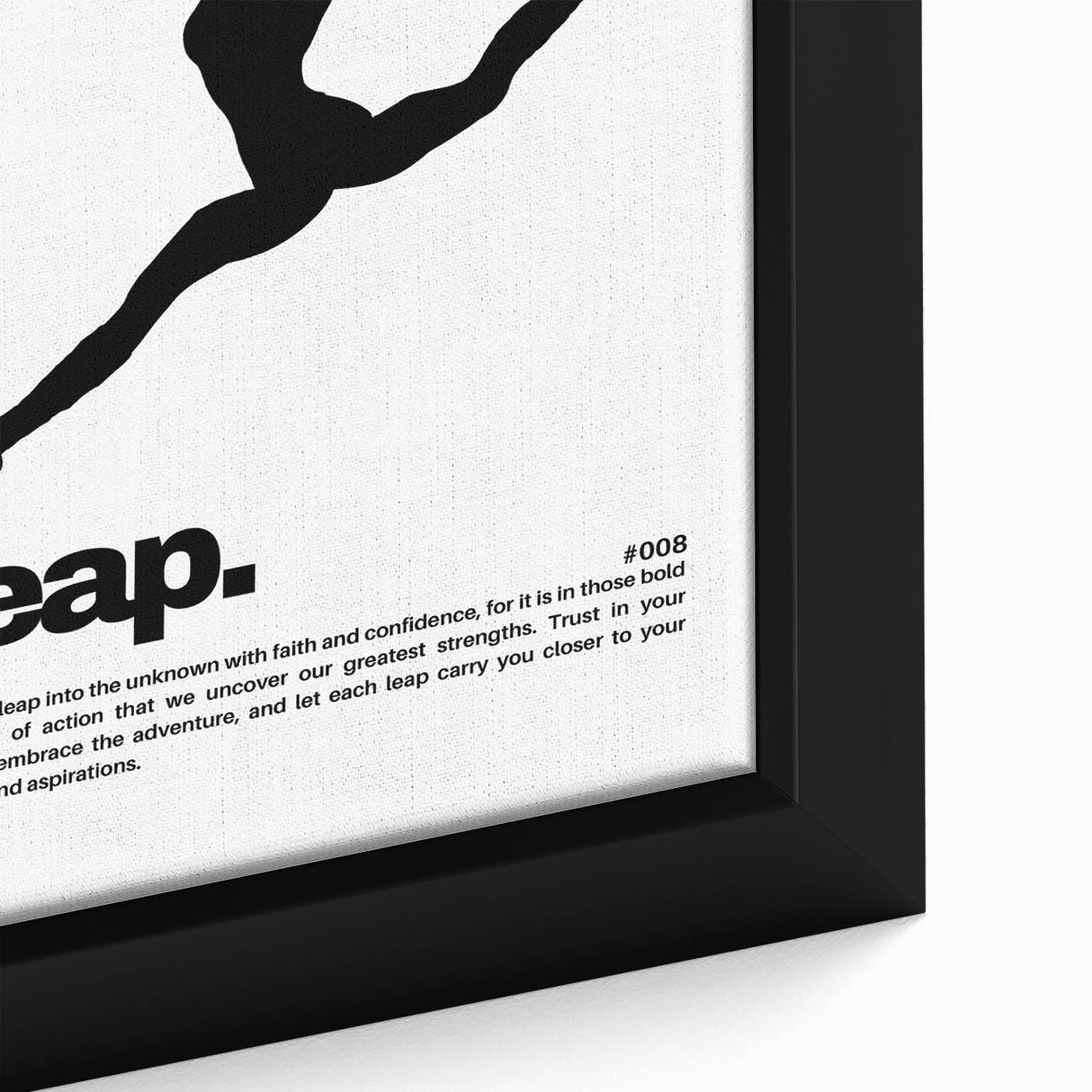 Monochrome Motivational Typography Art Print - "Leap" Canvas