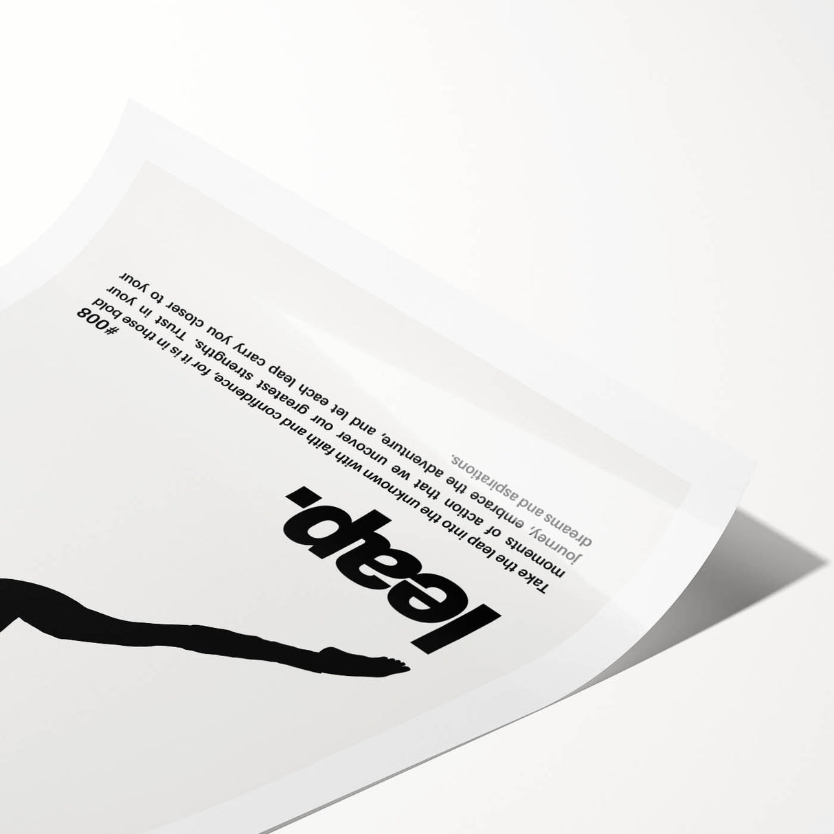 Monochrome Motivational Typography Art Print - "Leap" Canvas