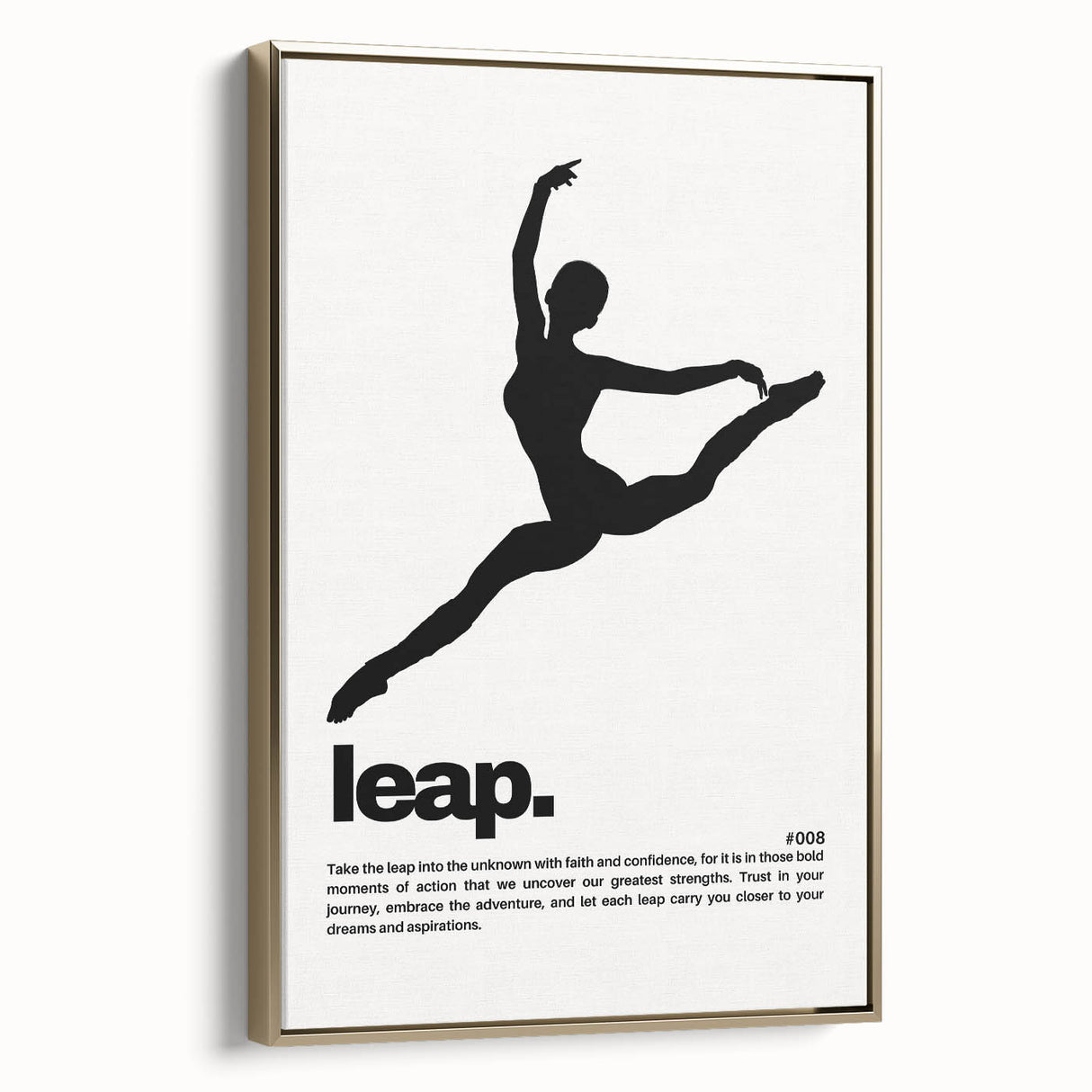 Monochrome Motivational Typography Art Print - "Leap" Canvas