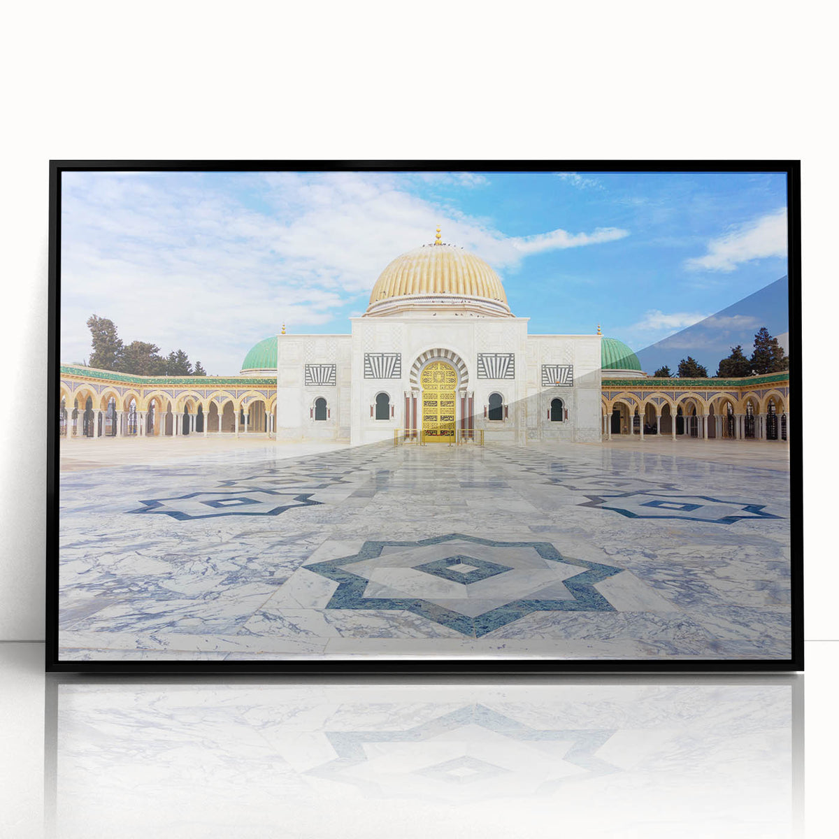 Large abstract wall art depicting a Tunisian landscape in muted earth tones on a framed acrylic.
