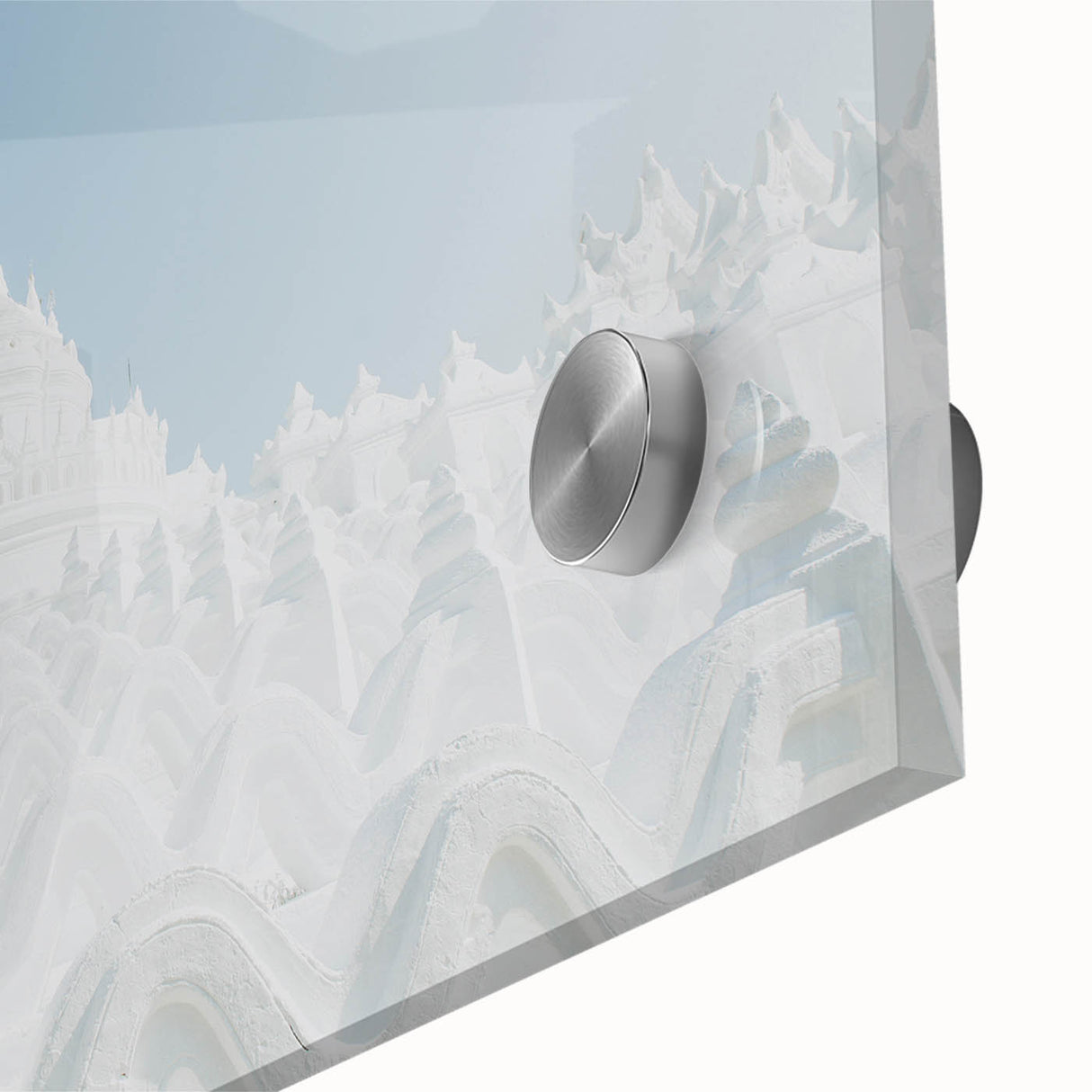 Mid-century modernist style large abstract art print of Myanmar scenery in acrylic glass, ideal for dining room art.