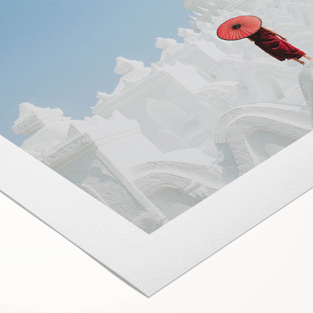 Art deco style poster of a Myanmar landscape in muted earth tones on rolled canvas, suitable for dining room decor.