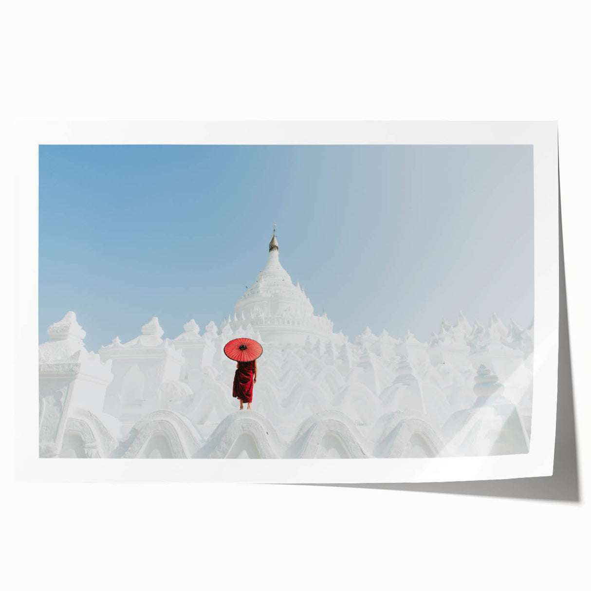 Extra large wall art of a Myanmar landscape on rolled print, featuring vivid green and blue tones.